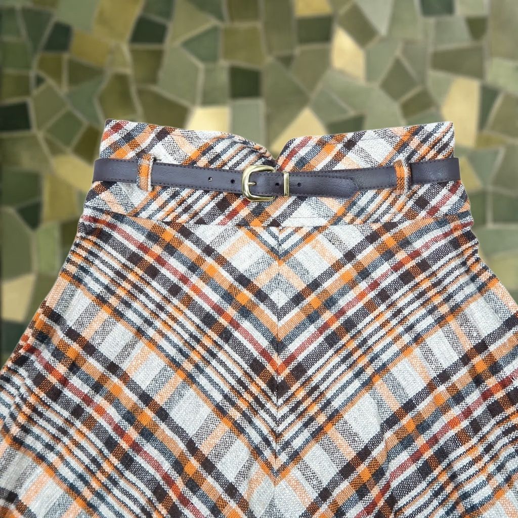 Vintage VINTAGE Tami Plaid Wool Pleated Mini Skirt 60s 70s Brown Tan Orange XS Women 25" High Waist Zip Back Bohemian Fall Winter Ul mi- 20" Length Women Size 26" / US 2 / IT 38 - 1 Thumbnail