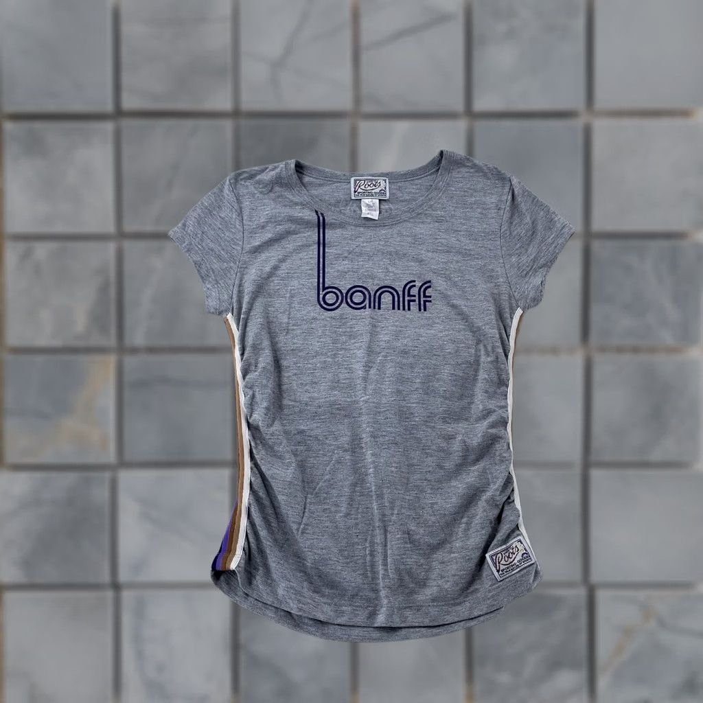 Roots Roots Shirt Womens Gray Banff Graphic Short Sleeve Travel Patriotic Moisture Wicking Lightweight Easy Care Classic/Fitted Sleeve Size S / US 4 / IT 40 - 1 Thumbnail