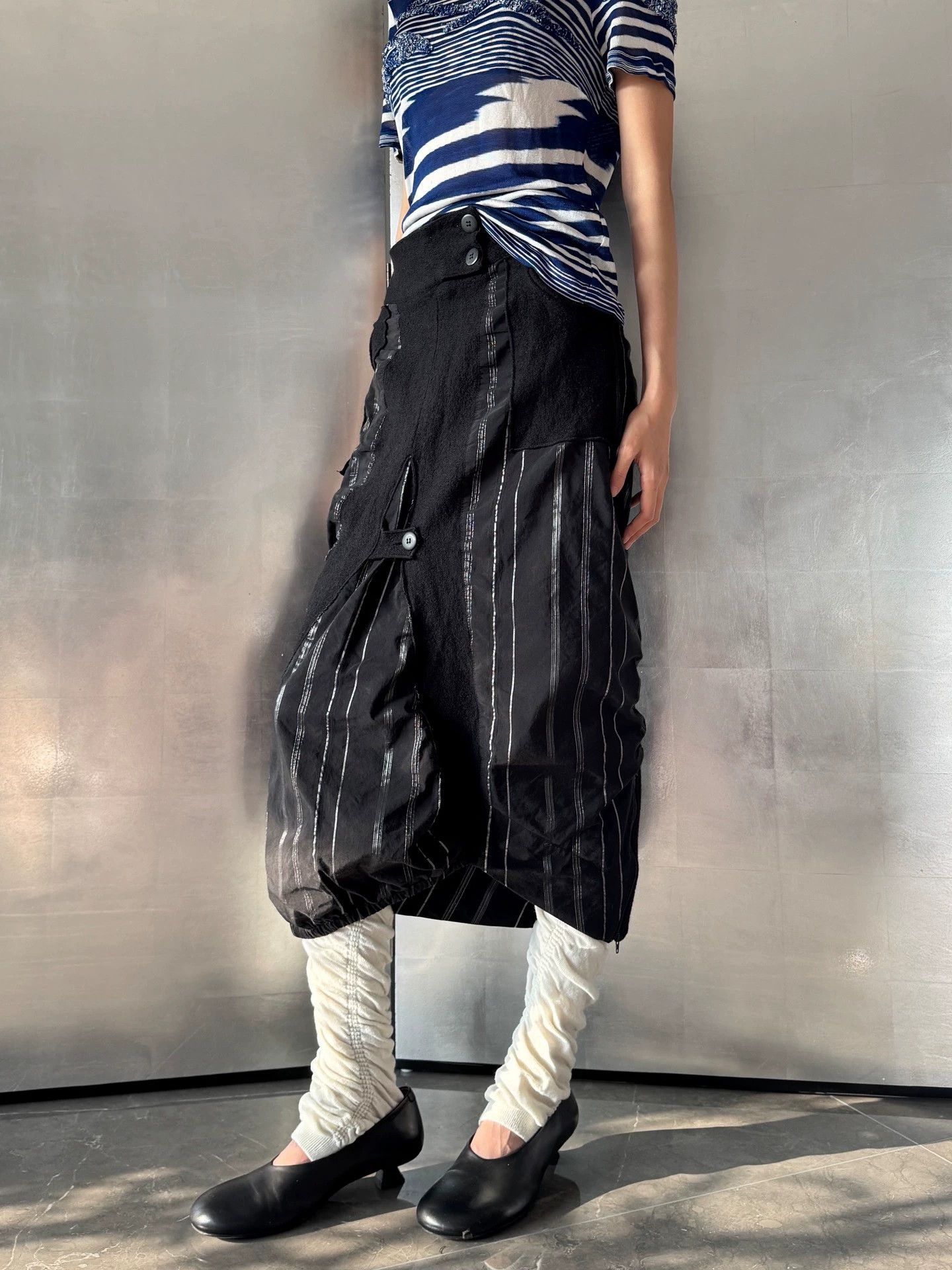 Other French Irregular Striped Textured Patchwork Skirt Size 27" / US 4 / IT 40 - 2 Thumbnail
