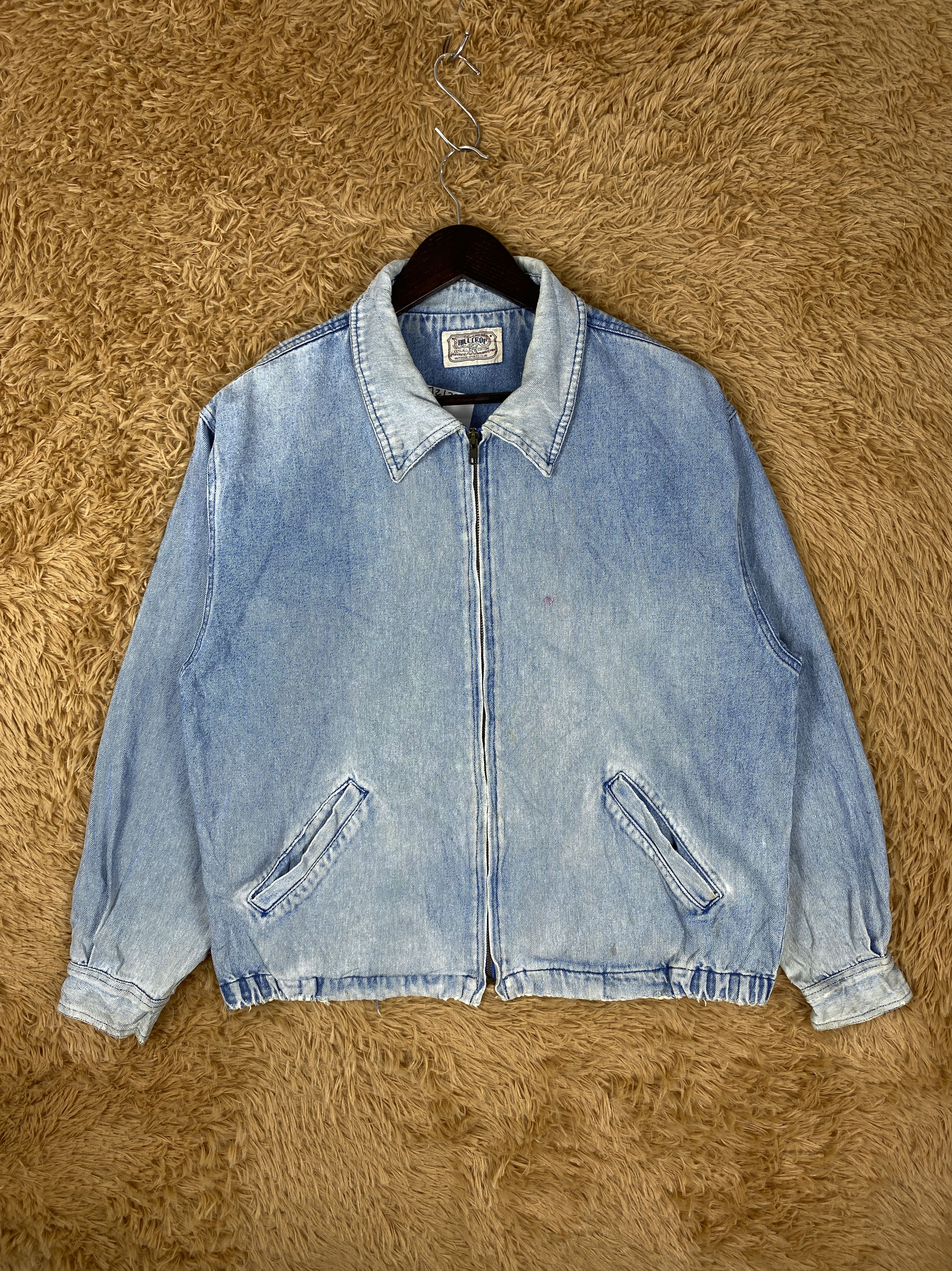 image of Hill Crop Denim Jacket 90's Style in Blue Denim, Men's (Size Medium)
