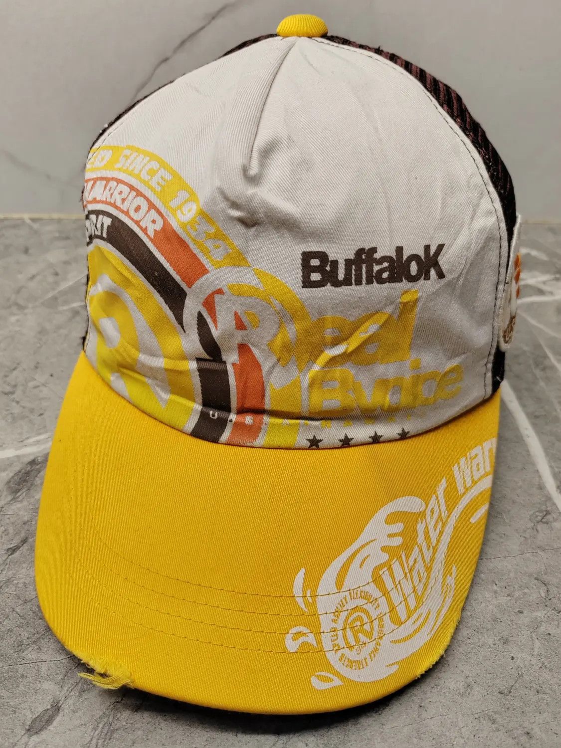 image of Vintage Real B Voice Surf Distressed Style Trucker Cap Hat in Mix, Men's