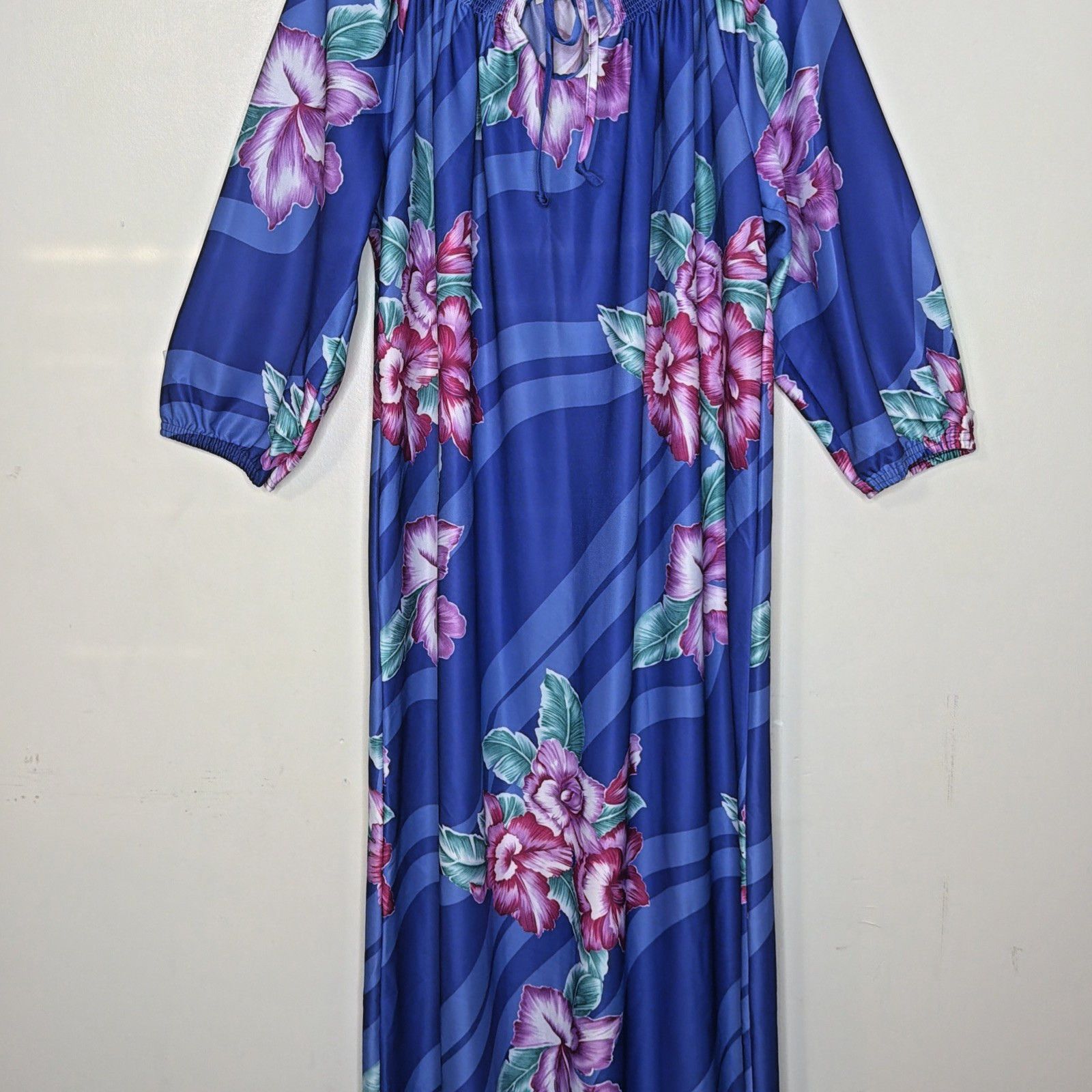 Other Muumuu Dress S Caftan Boho Floral Tropical Hibiscus Blue Size S / US 4 / IT 40 - 3 Thumbnail