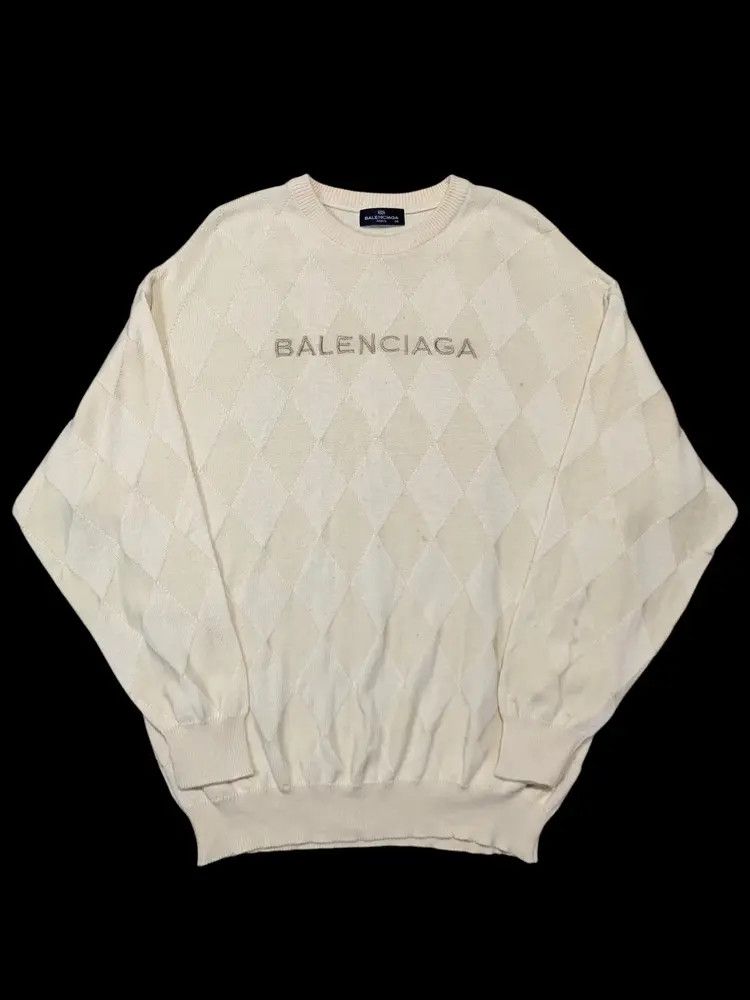 Balenciaga Vintage Belanciaga Logo embroidery diamond wool knitsweater Size US XL / EU 56 / 4 - 1 Thumbnail
