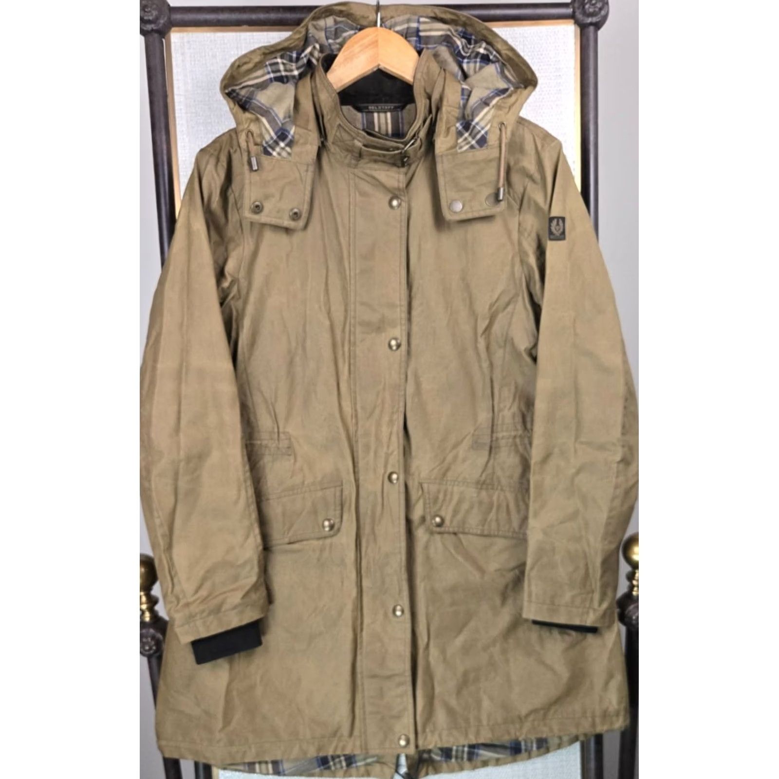 Belstaff VINTAGE Belstaff Womens Large Waxed Cotton Hooded Fishtail Parka Jacket Coat Size L / US 10 / IT 46 - 3 Thumbnail