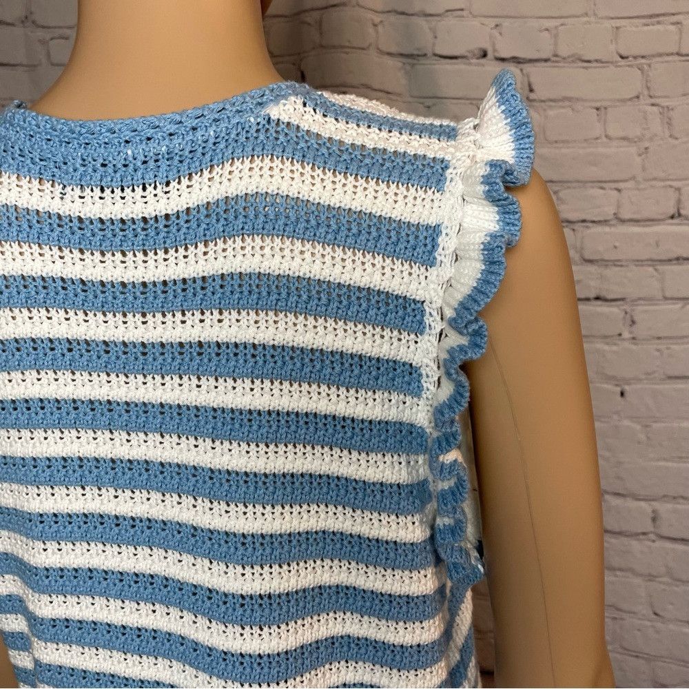 Other NWT New Design 365 Striped Blue White Cotton Knit Top Size Size M / US 6-8 / IT 42-44 - 8 Thumbnail