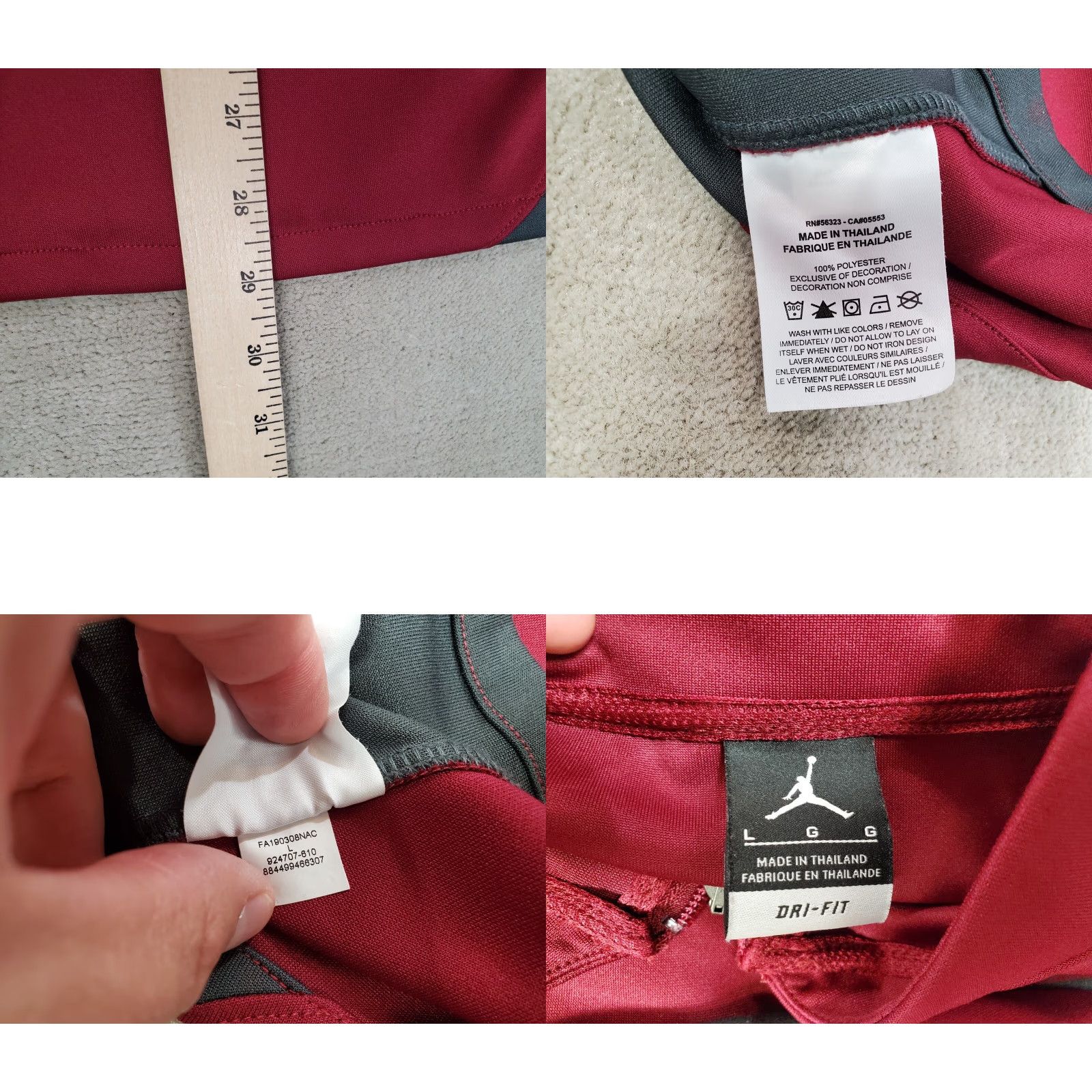 Jordan Brand Jordan Jacket Mens L Red Nike Air Dri Fit Jumpman 924707-610 Anthracite Gray Pocket Zip Regular Jacket Men Size US L / EU 52-54 / 3 - 8 Thumbnail