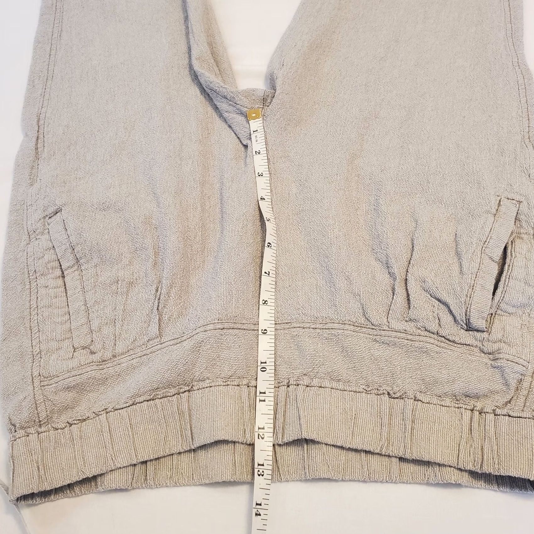 Vintage Hei Hei Anthropologie Cropped Pants 100% Linen Size S Cream Pull On Size 28" / US 6 / IT 42 - 8 Thumbnail