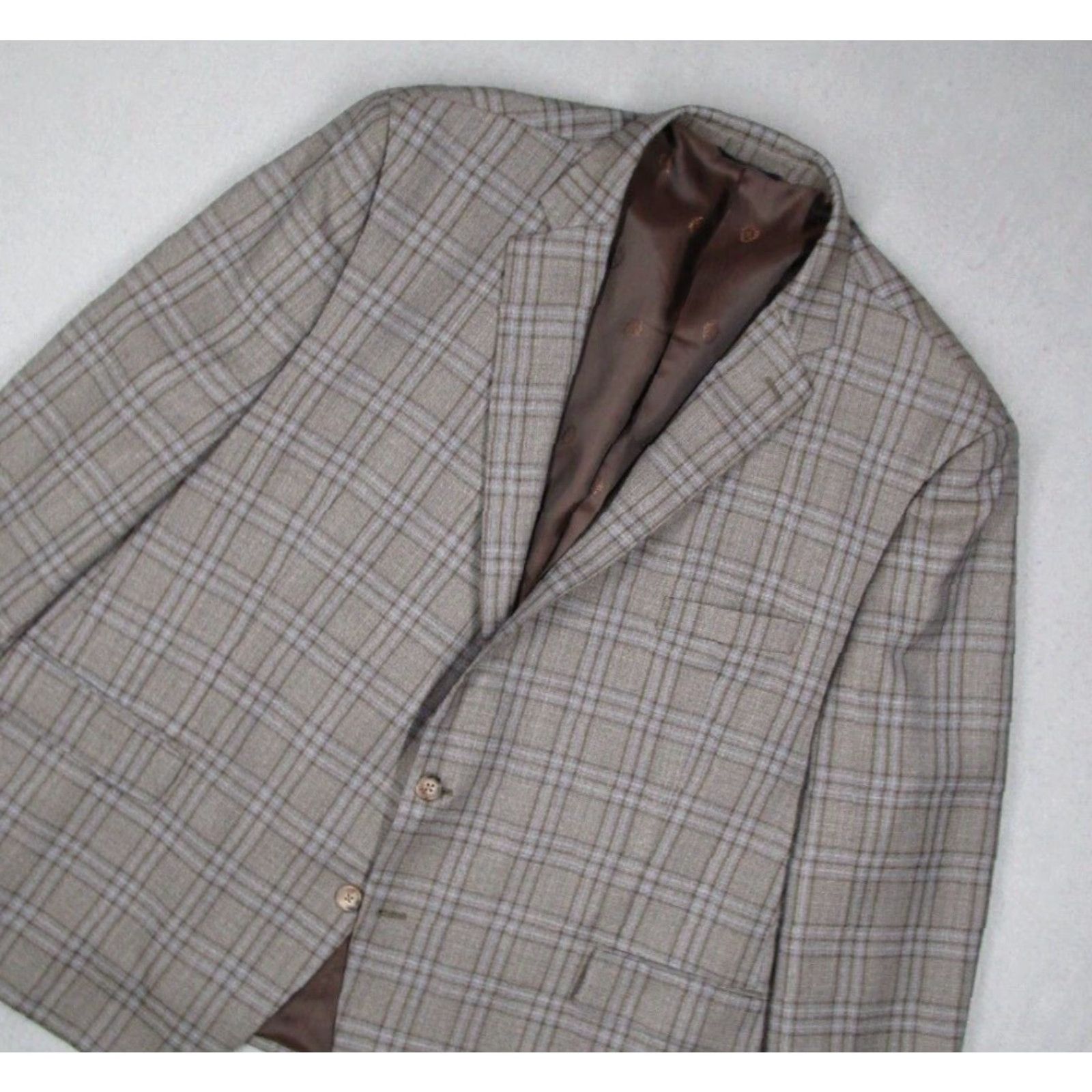 Ralph Lauren Ralph Lauren Blazer Mens 52 Regular Gray Windowpane 2-Button Wool Blend Size 52R - 2 Thumbnail