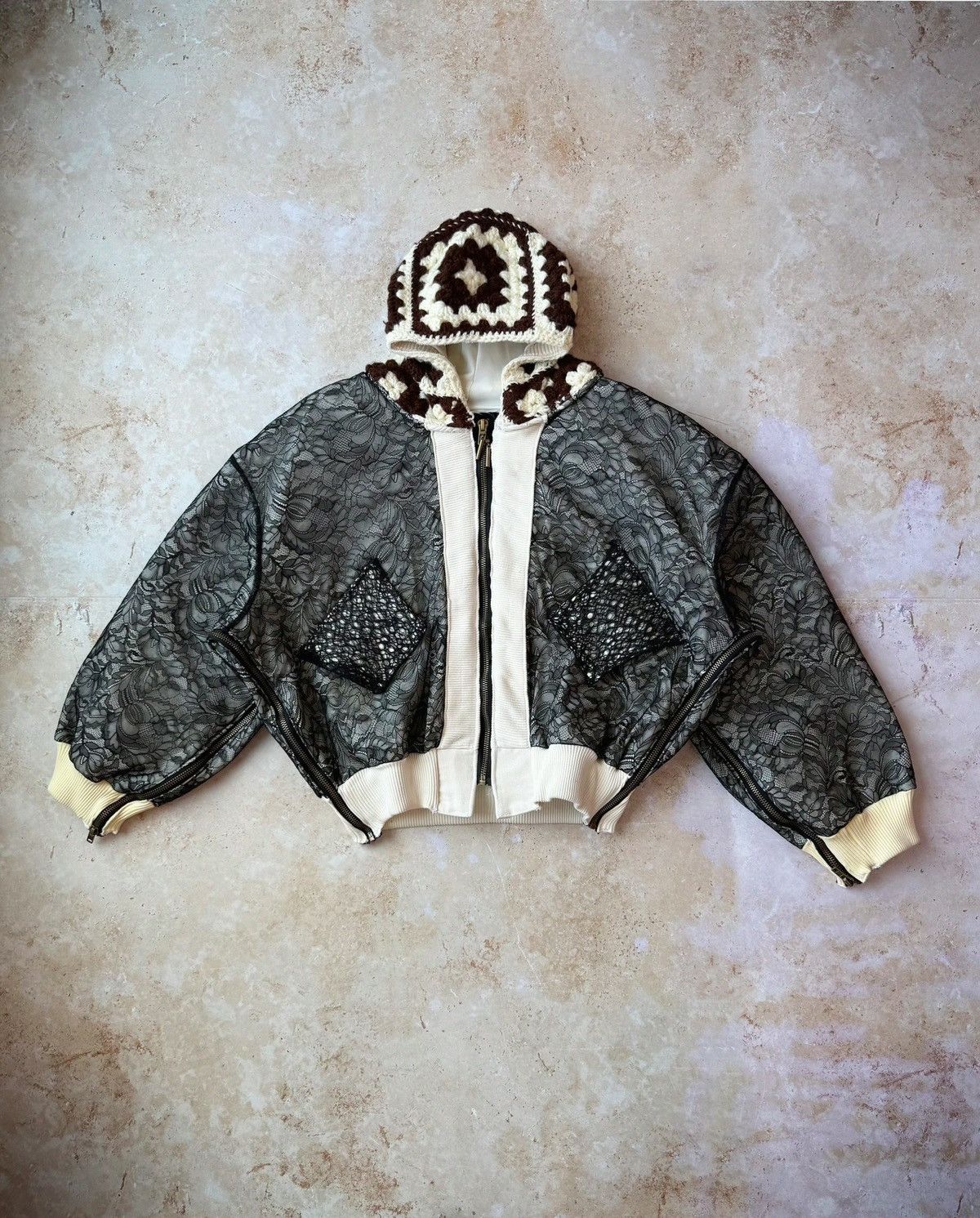 Vintage Military Bomber Lace Knit Zipper Jacket Size US L / EU 52-54 / 3 - 1 Thumbnail