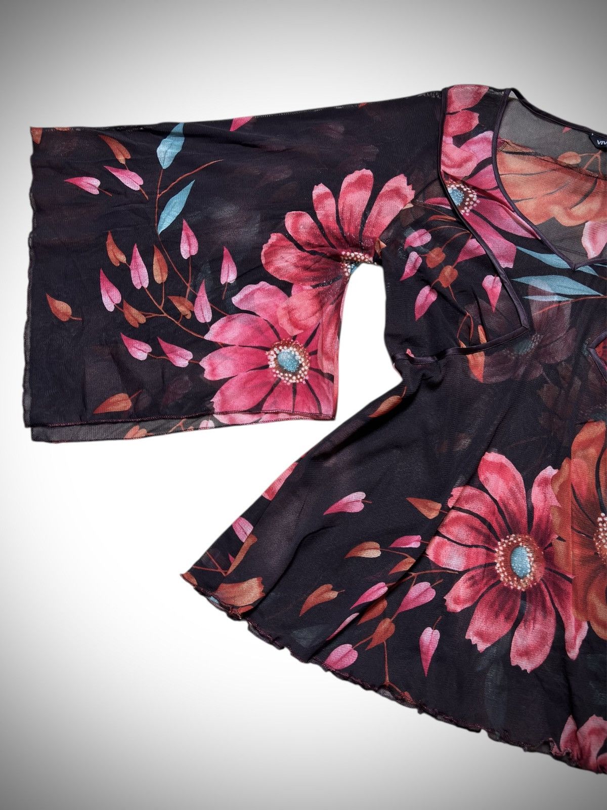 Vivienne Tam 1990’s Vivienne Tam - Rare Design Floral Printed Mesh Top Size S / US 4 / IT 40 - 5 Thumbnail