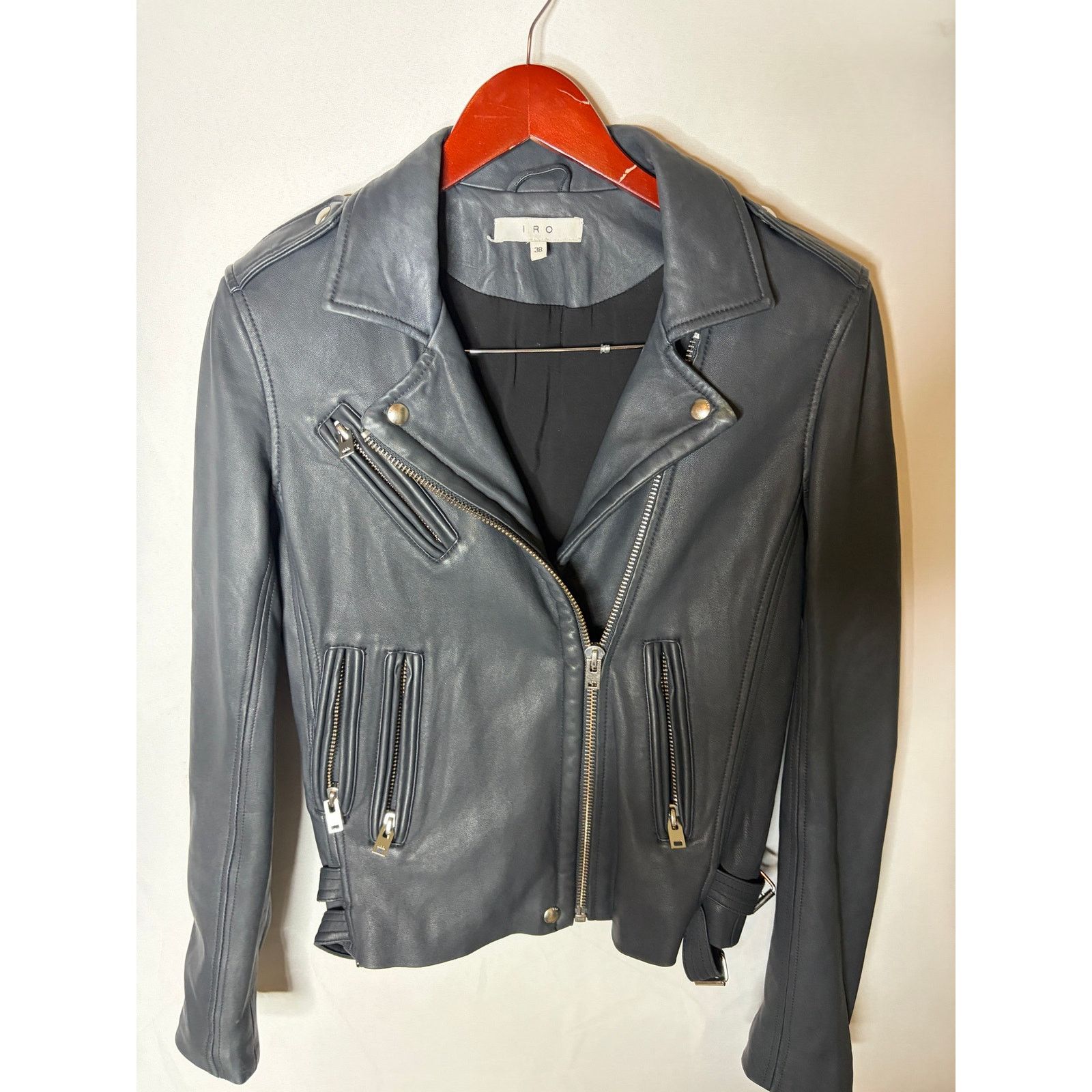 Iro IRO Han 100% Lamb Moto Leather Jacket sz FR 38 US 6 Size M / US 6-8 / IT 42-44 - 4 Thumbnail