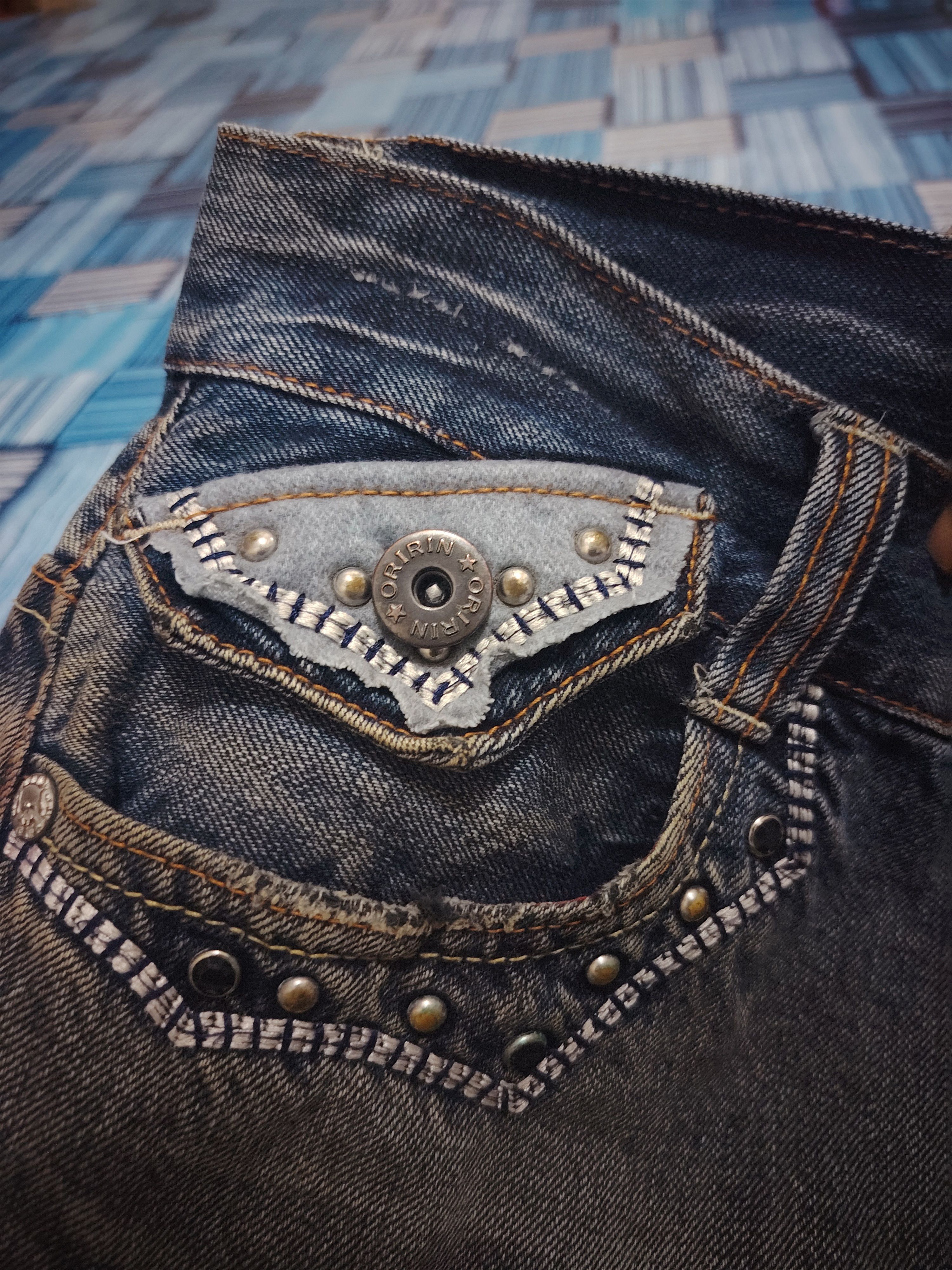 Tornado Mart Japanese Oririn Buckle Back Flared Jeans Distressed Denim Size US 31 - 10 Thumbnail