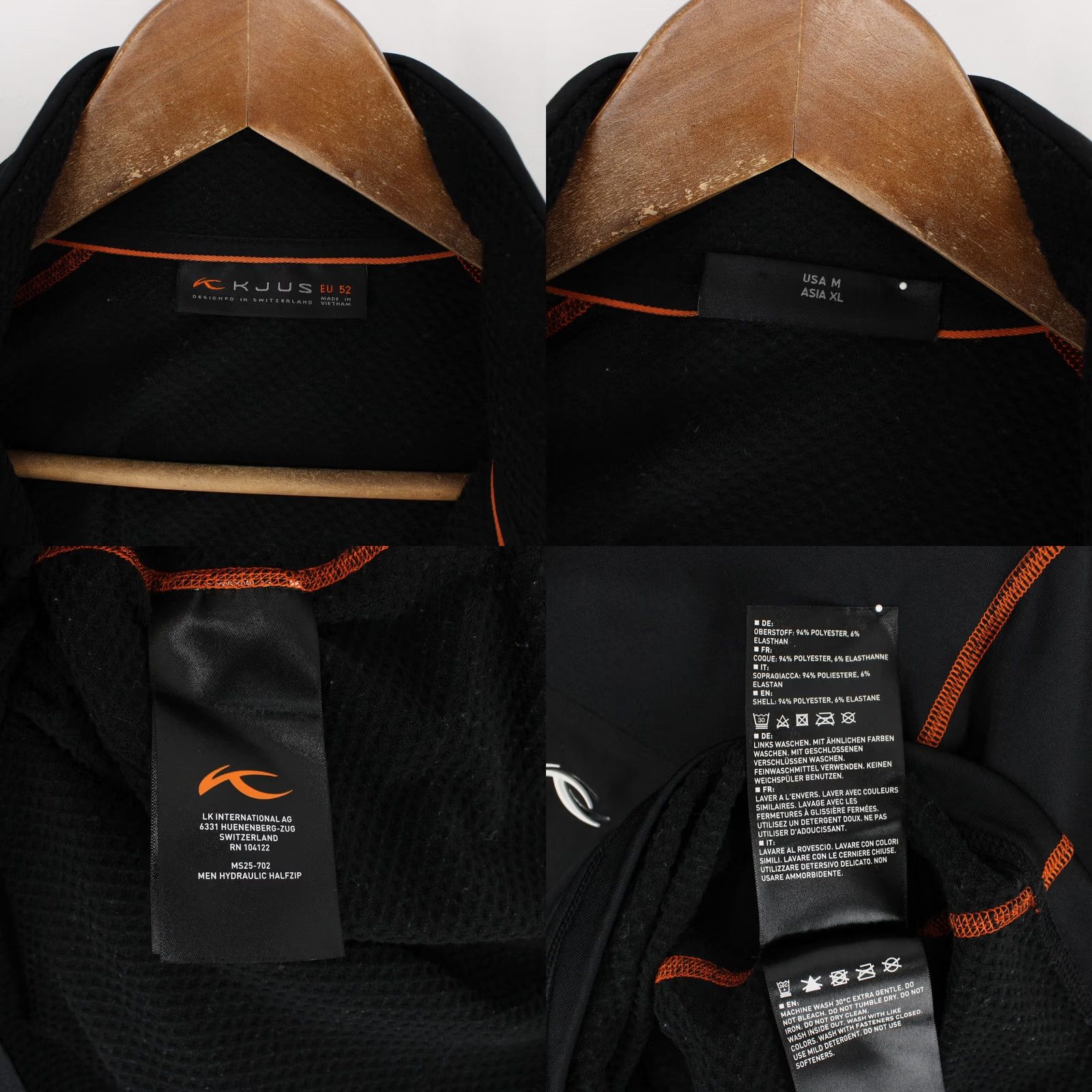 KJUS Kjus Hydraulic Half Zip Mens M Black Orange Contrast Stitch Performance Ski Size US M / EU 48-50 / 2 - 8 Thumbnail