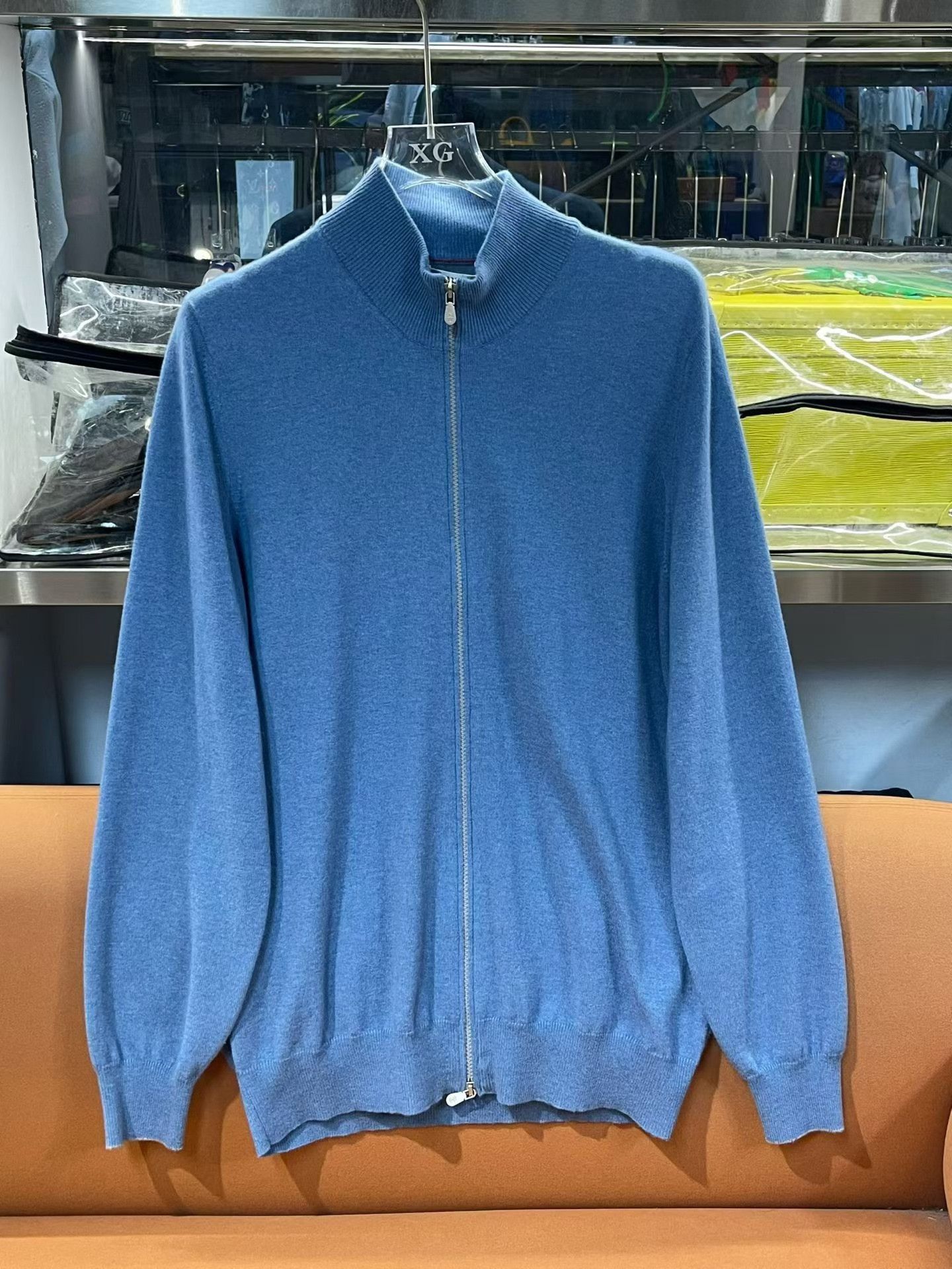 Brunello Cucinelli Brunello Cucinelli Blue Cashmere Zip Cardigan Size US XL / EU 56 / 4 - 1 Thumbnail