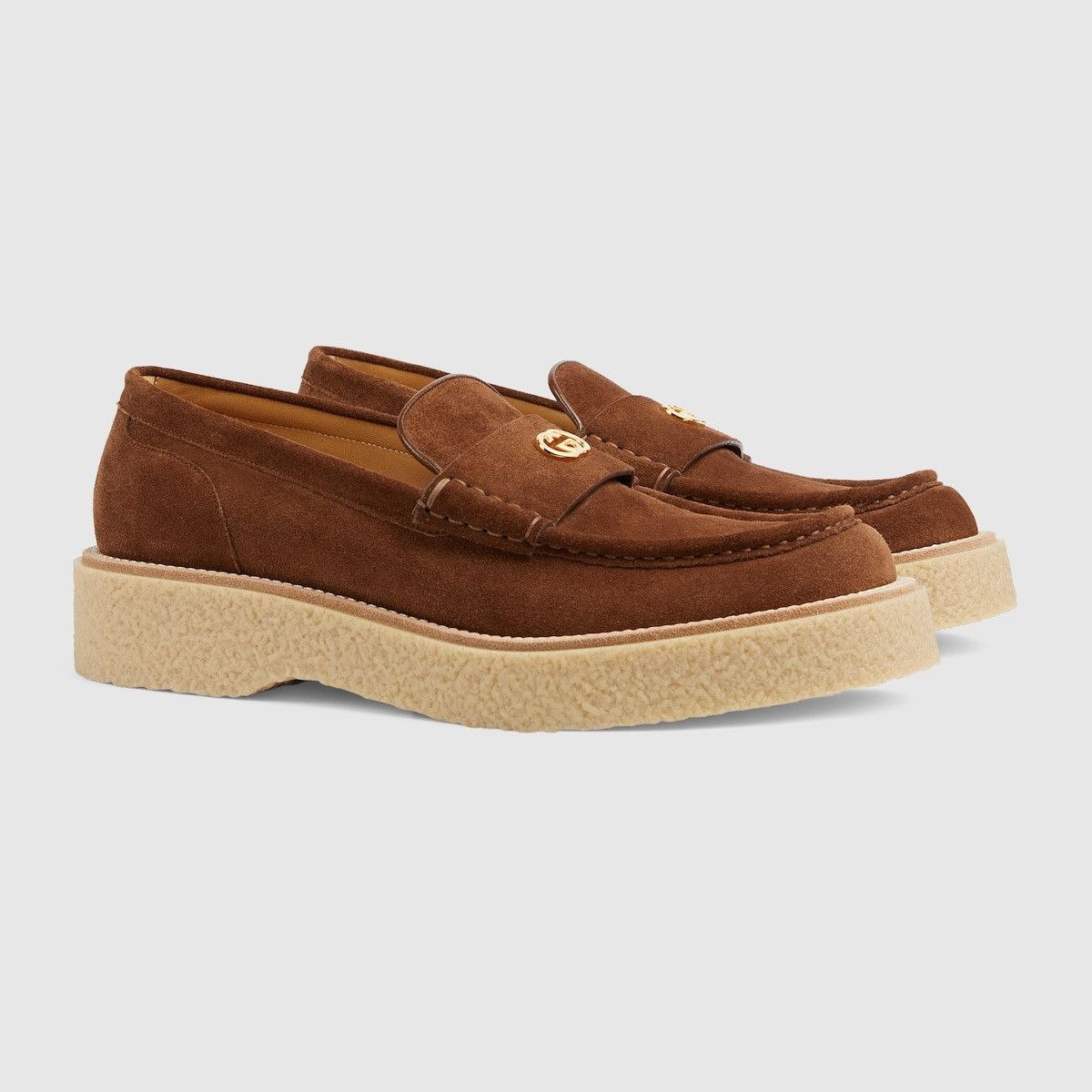 Gucci o1s1wg110425 Men's Loafers With Interlocking G in Brown Size US 7.5 / EU 40-41 - 2 Thumbnail