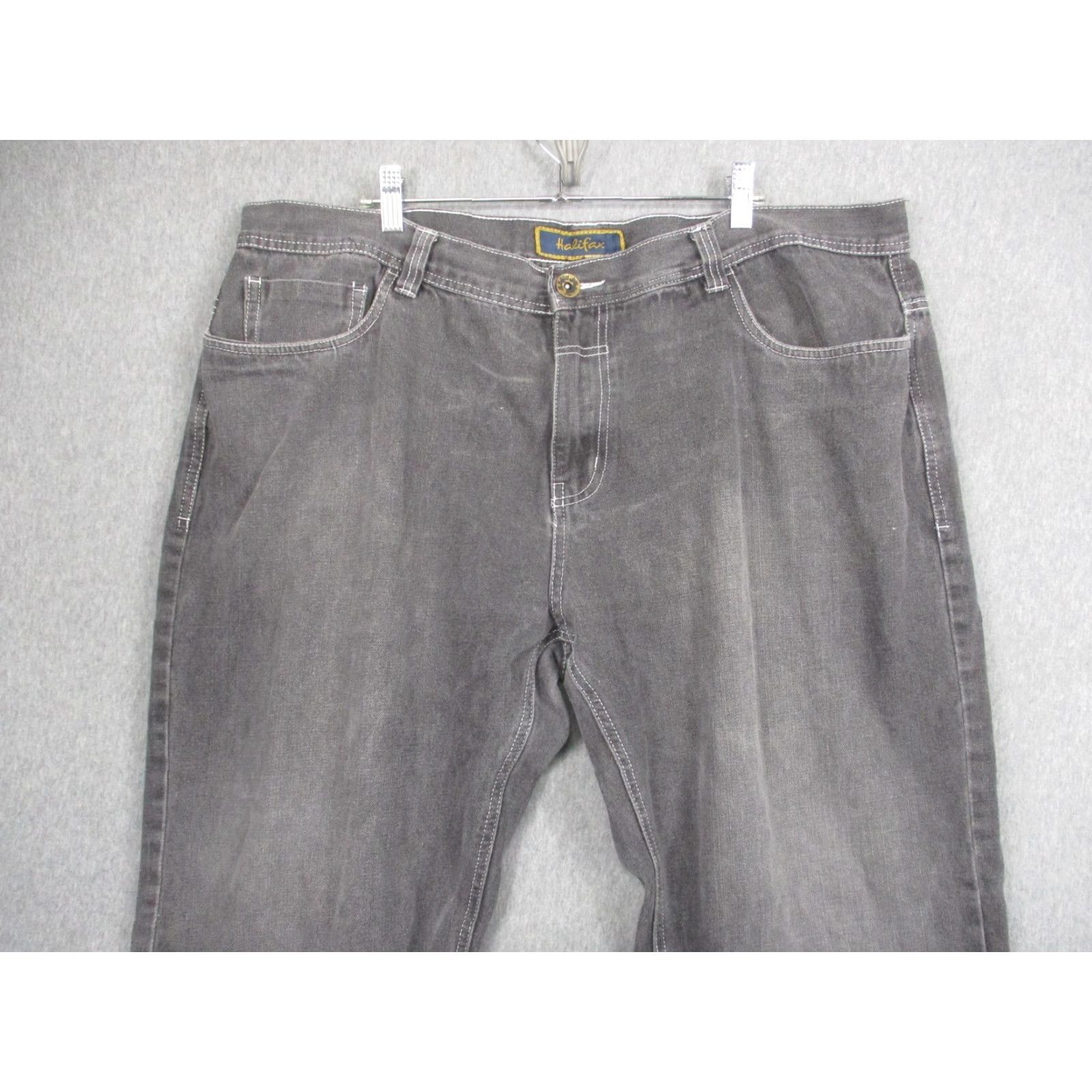 Vintage Halifax Jeans Mens 44x32 Gray Black Denim Baggy 5 Pocket Straight Relaxed Cotton Charcoal Wash Denim 5-pocket Mens Jeans Size US 44 / EU 60 - 2 Thumbnail