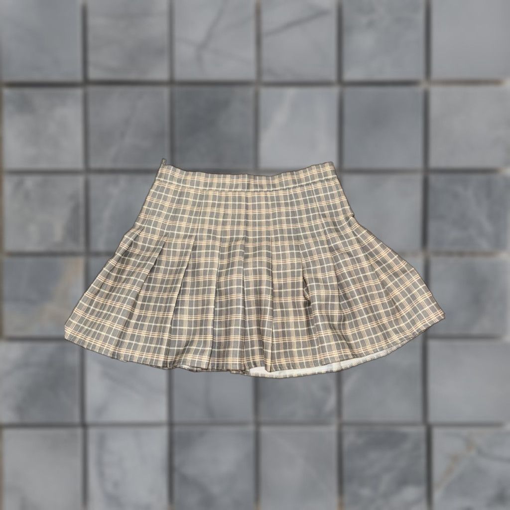 Vintage High Waisted Plaid Mini Skirt Gray 28in Size 28 Women成人? Size 28" / US 6 / IT 42 - 1 Thumbnail
