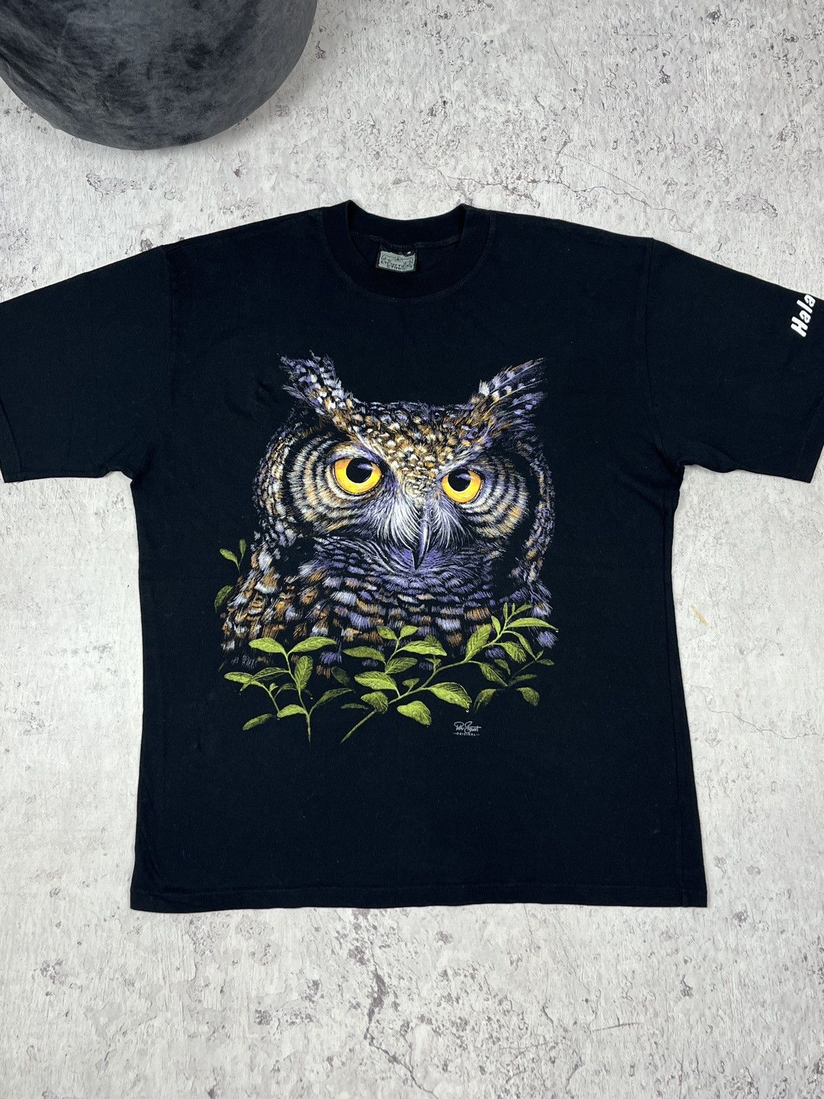 Other Vintage Men’s Big Owl Print Black Tee Shirt Size US XL / EU 56 / 4 - 12 Thumbnail