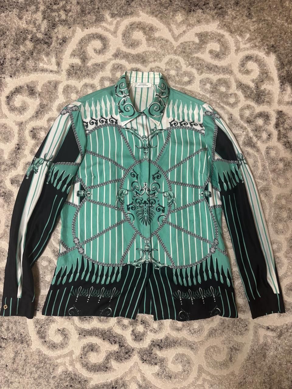 Versace Gianni Versace Collection 100% Silk Baroque Shirt Portugal Size M / US 6-8 / IT 42-44 - 12 Thumbnail