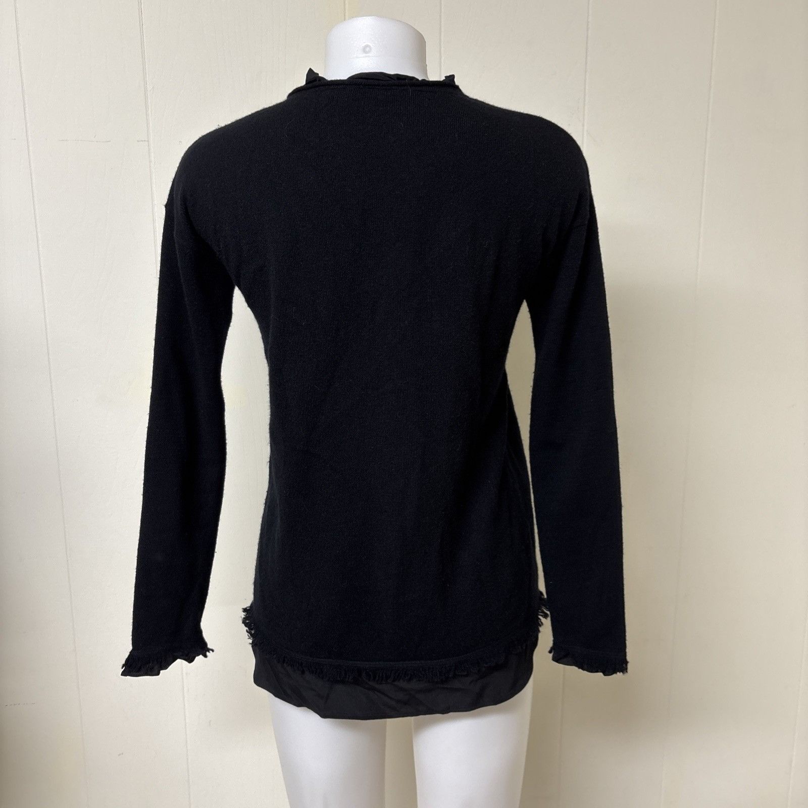 J.McLaughlin J McLaughlin 100% Cashmere Sweater Sz XS Black Fringed Silk Size XS / US 0-2 / IT 36-38 - 3 Thumbnail