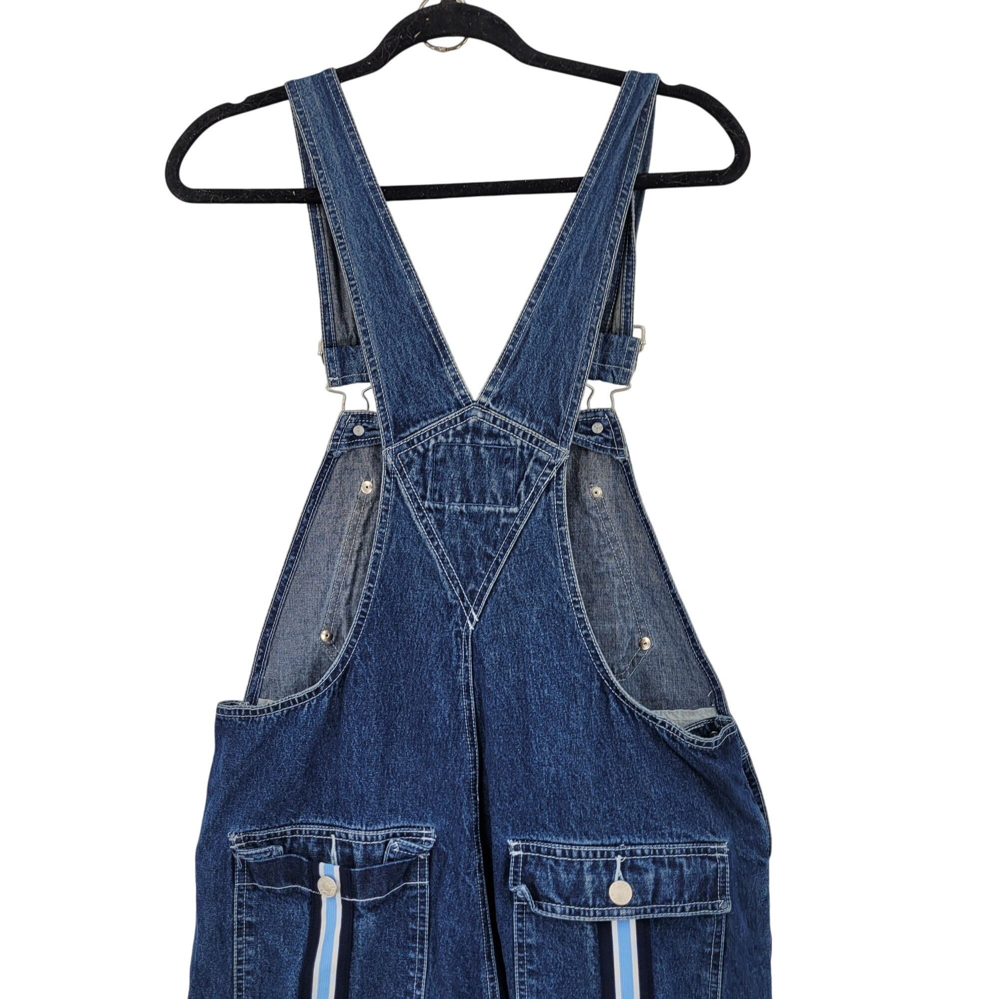 Vintage Vtg 80s Revolt Denim Overalls Sz L Cotton Racing Stripe Pock Size 34" / US 12 / IT 48 - 14 Thumbnail