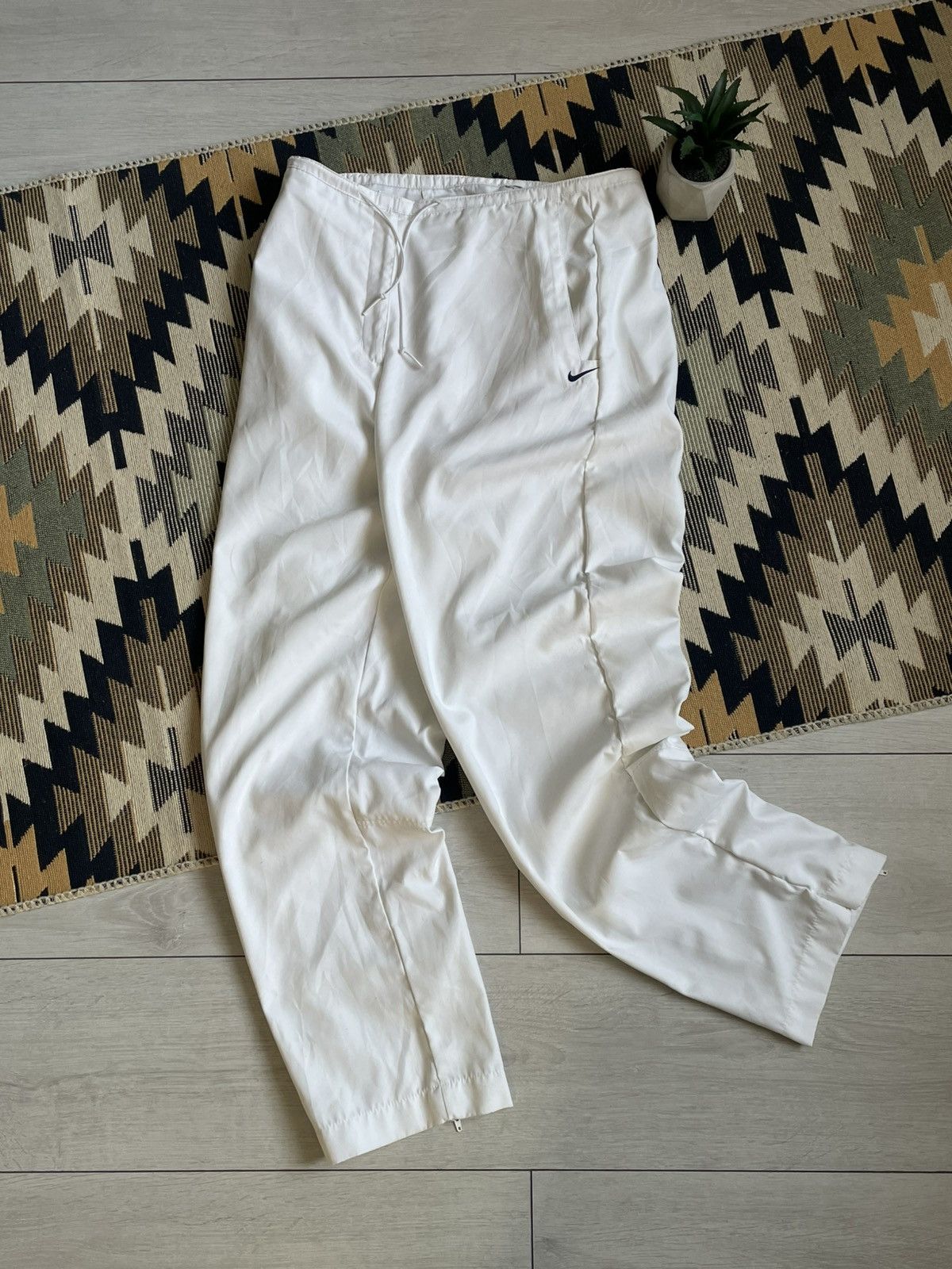 Nike × Vintage Vintage Nike Nylon Y2K Drill Swoosh Track Pants Size US 34 / EU 50 - 1 Thumbnail