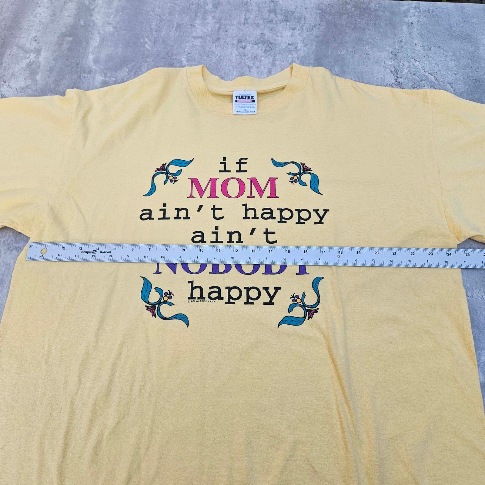 Tultex Vintage Y2K Humor Shirt 2XL If Mom Ain't Happy Yellow Size XXL / US 16-18 / IT 52-54 - 5 Thumbnail