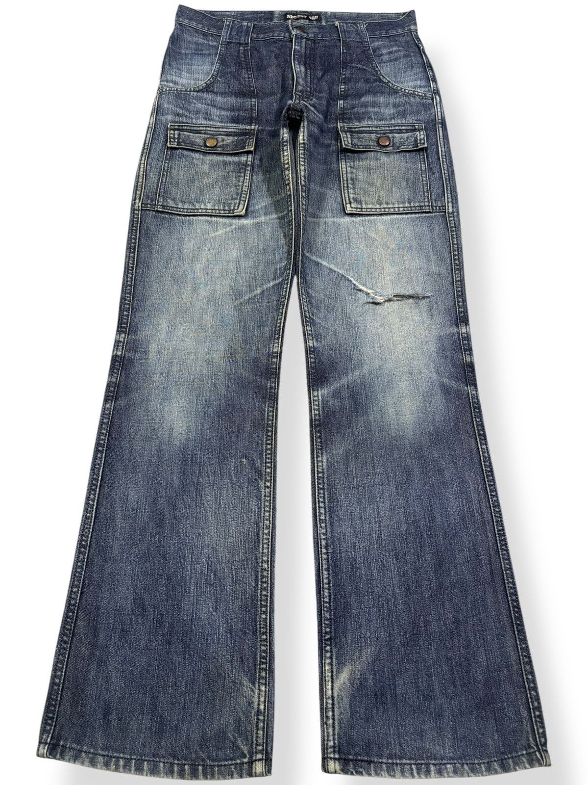 1017 ALYX 9SM Vintage Japanese Brand Faded Whiskers Bush Pants Denim Size US 29 - 1 Thumbnail