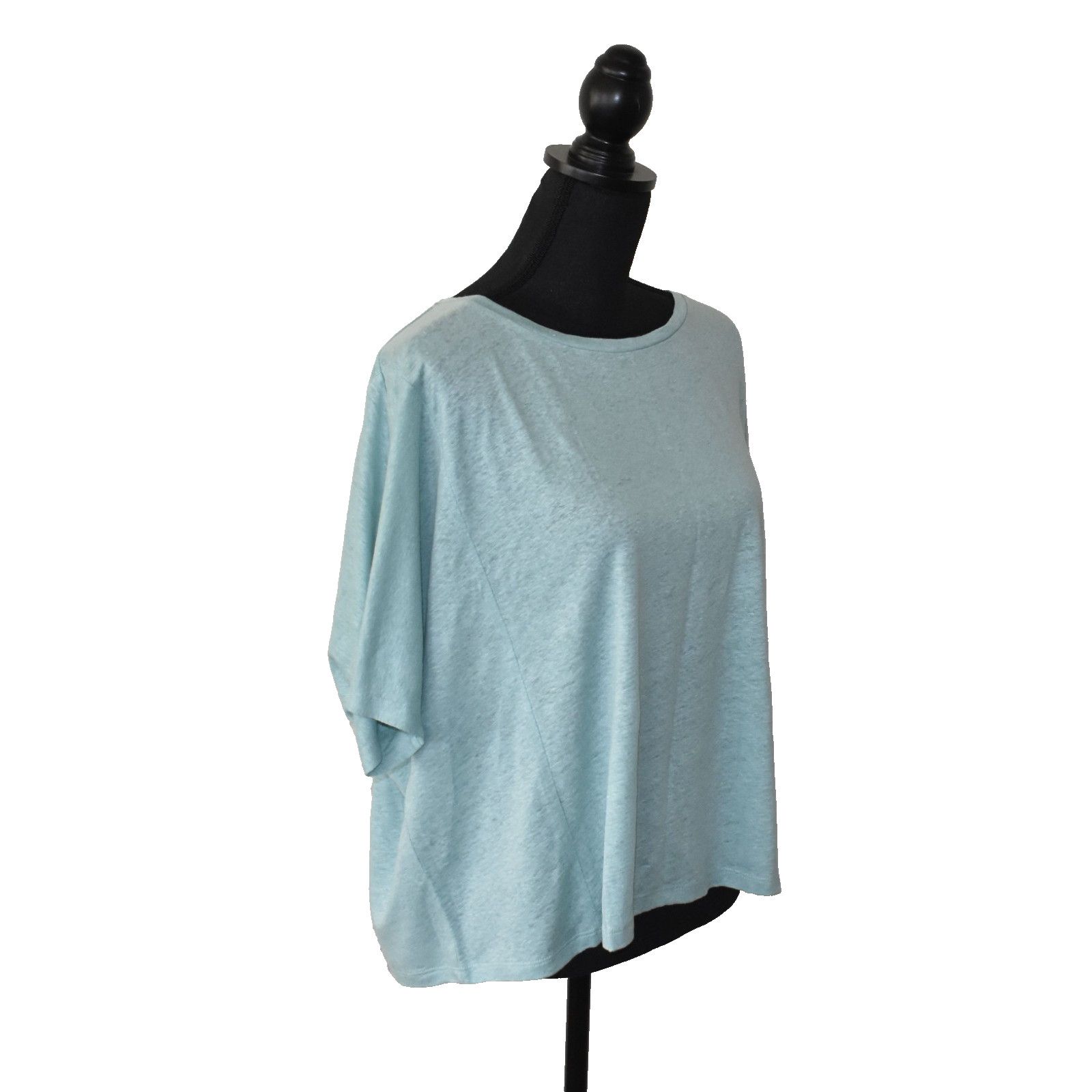 Eileen Fisher EILEEN FISHER Green Org Linen Capri Dolman Tee Top Sz L $128 Size L / US 10 / IT 46 - 2 Thumbnail