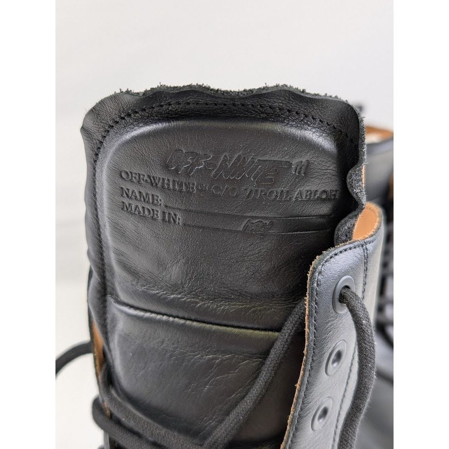 Off-White o1rshd1 Leather Sponge Lace Up Boots in Black/Light Blue Size US 10 / EU 43 - 9 Thumbnail