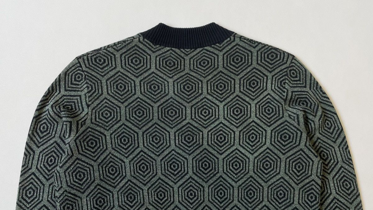 Dries Van Noten Metallic Green Geometric Patterned Zip Cardigan Size S / US 4 / IT 40 - 10 Thumbnail