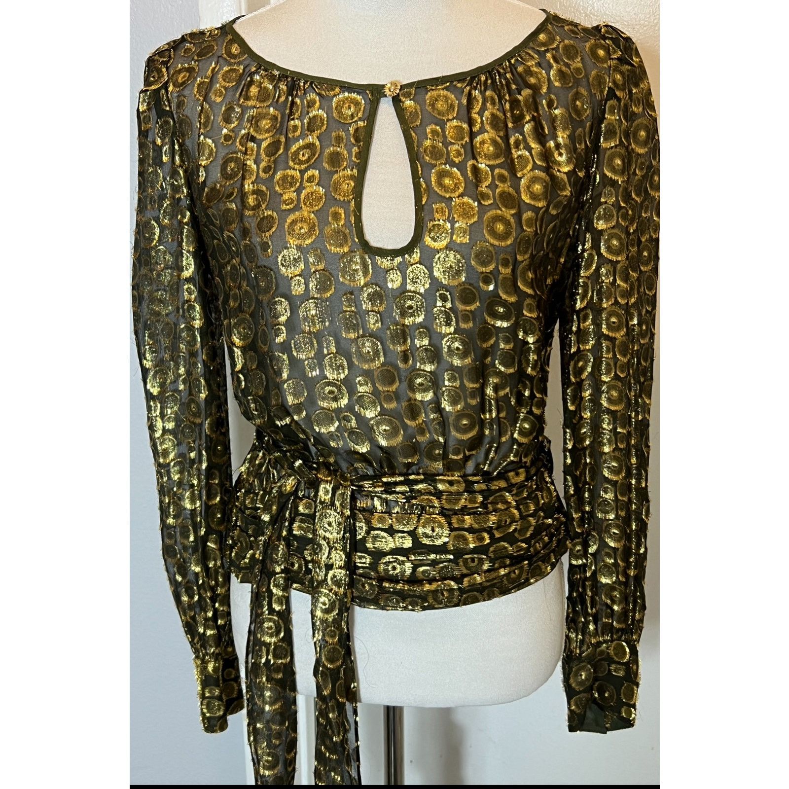 MILLY Milly New York Metallic Gold and black blouse Sz 4 Y2K S Size S / US 4 / IT 40 - 1 Thumbnail