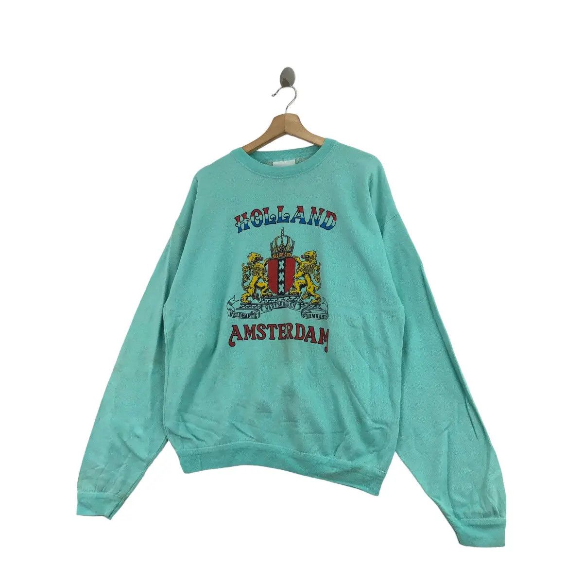 Vintage Vtg 90’ AMSTERDAM HOLLAND CREST Motto Sweatshirt Collegiate Size XL / US 12-14 / IT 48-50 - 3 Thumbnail