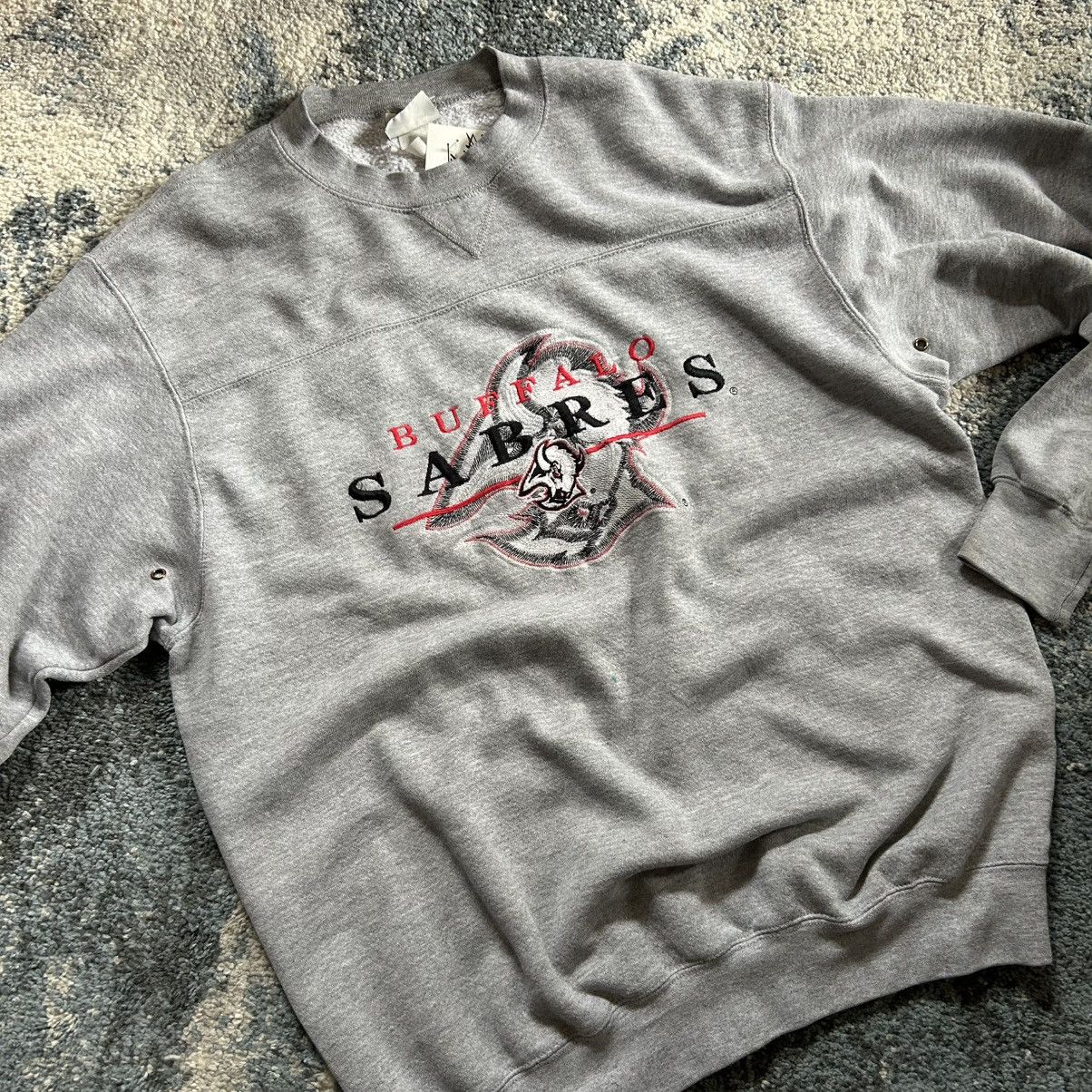 NHL LATE 90s MiD 2000s LEE SPORT BUFFALO SABRES PANELED CREWNECK Size US L / EU 52-54 / 3 - 1 Thumbnail