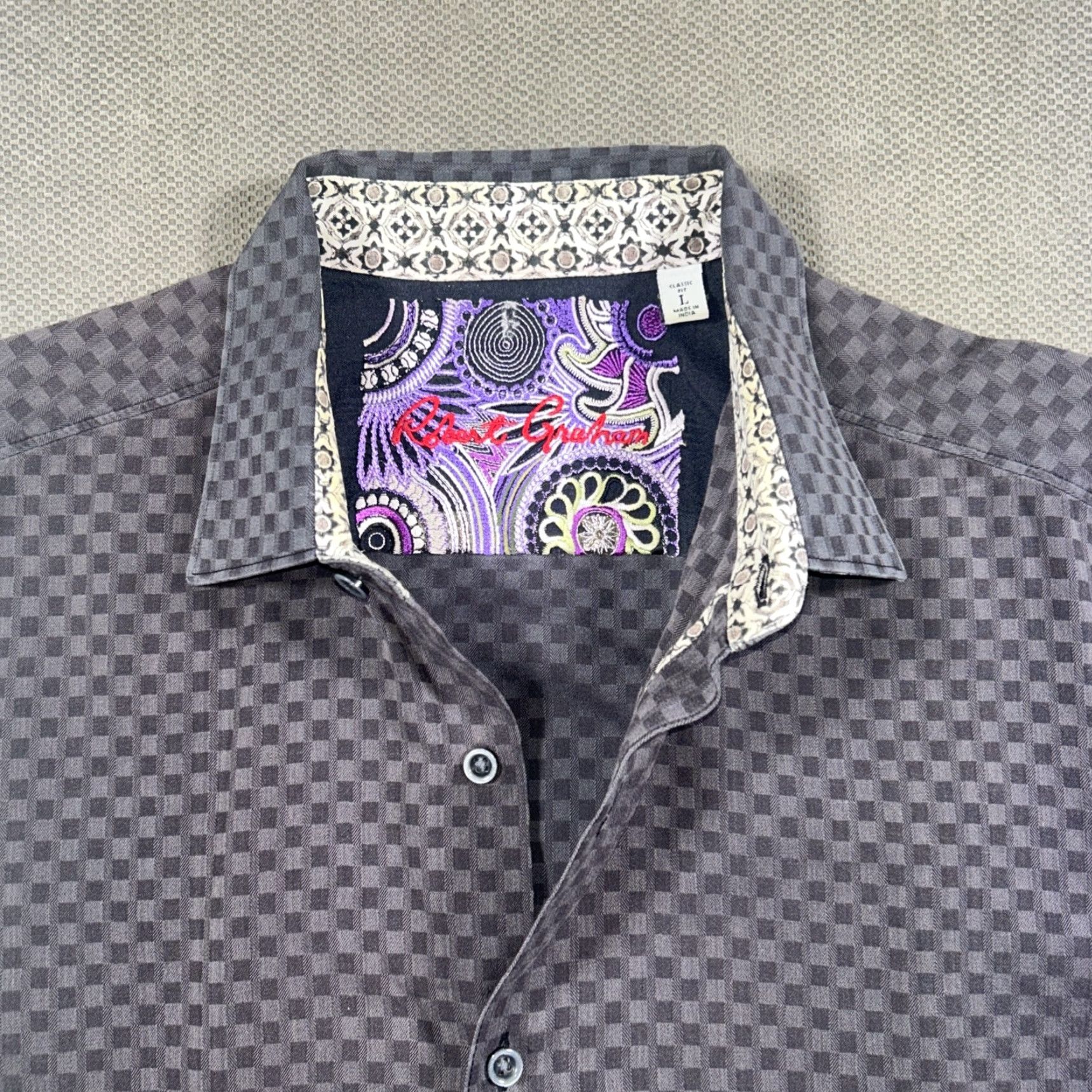 Robert Graham Robert Graham Shirt Mens Black Button-Up Classic Fit Long Sleeve Large Size US L / EU 52-54 / 3 - 7 Thumbnail