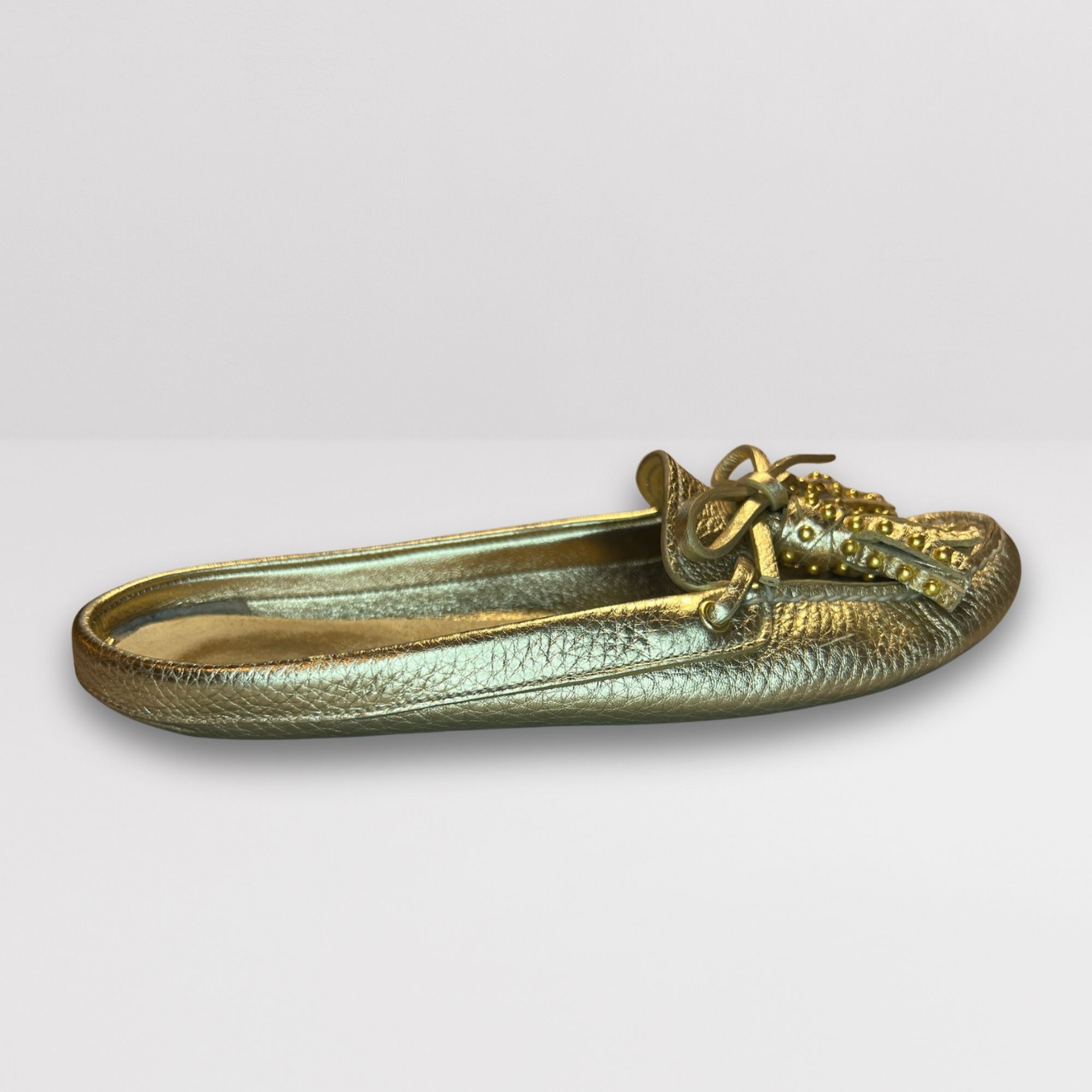 Car Shoe Gold Car Shoe Grained-Leather Driving Moccasins With Tassel Size US 7.5 / IT 37.5 - 4 Thumbnail