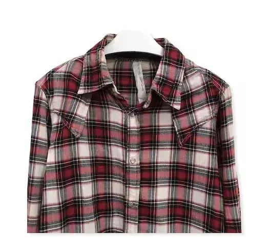 Vintage Vintage Red Button Plaid Tartan Flannel Shirt 👕 Size US S / EU 44-46 / 1 - 2 Thumbnail