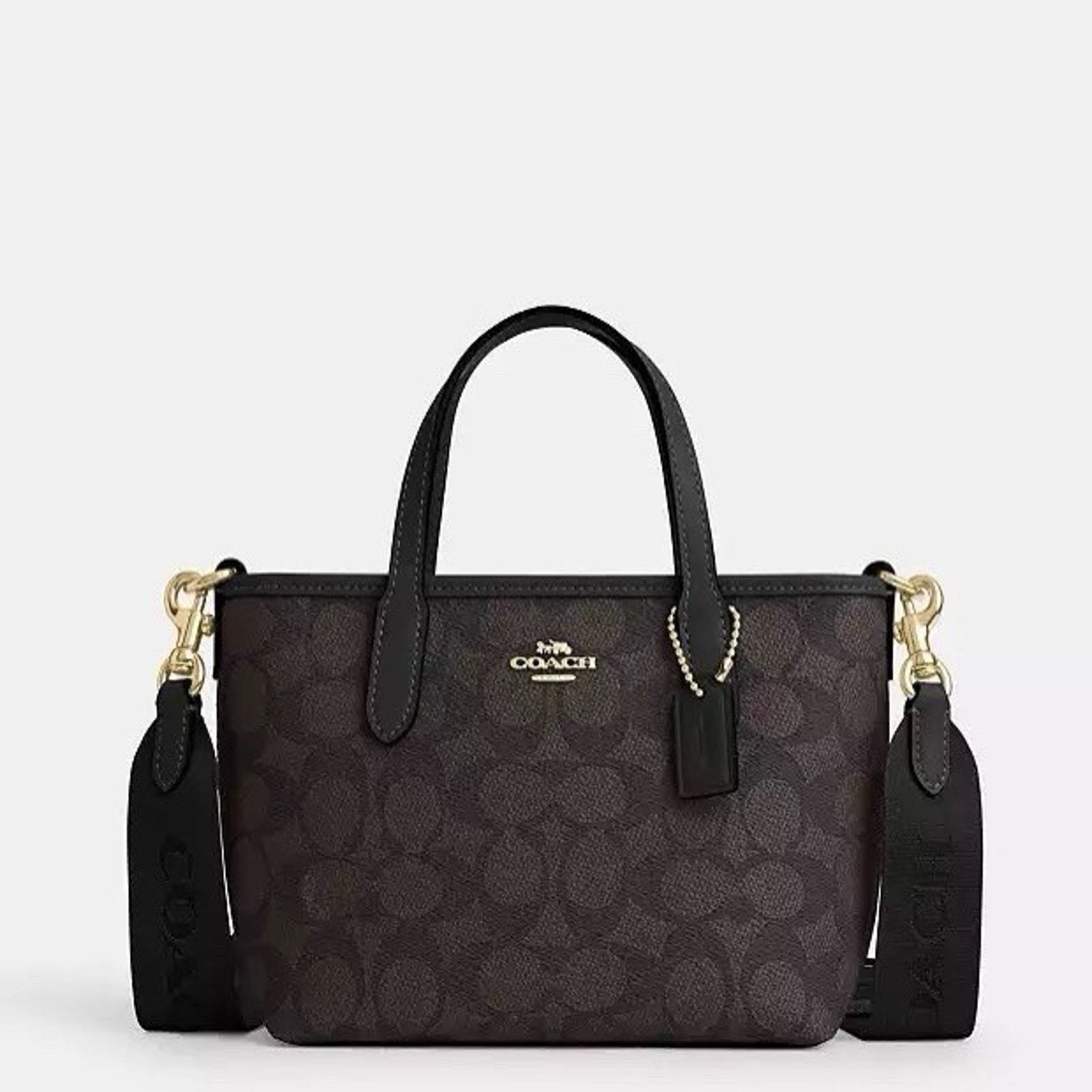 Coach NWT Coach City Mini Tote Bag Gold/Walnut/Black CW032 Size ONE SIZE - 8 Thumbnail