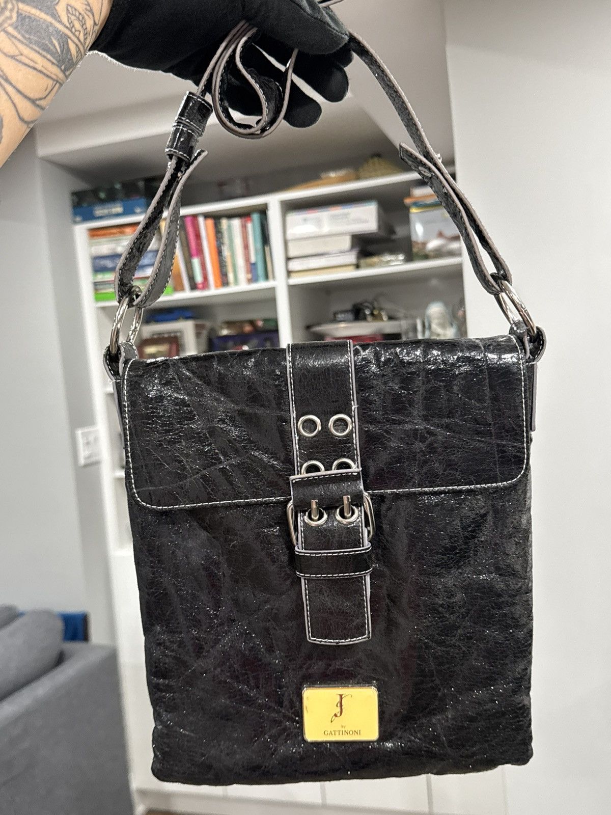 Other J by Gattinoni Distressed Leather Messenger Bag Y2K Archive Size ONE SIZE - 4 Thumbnail