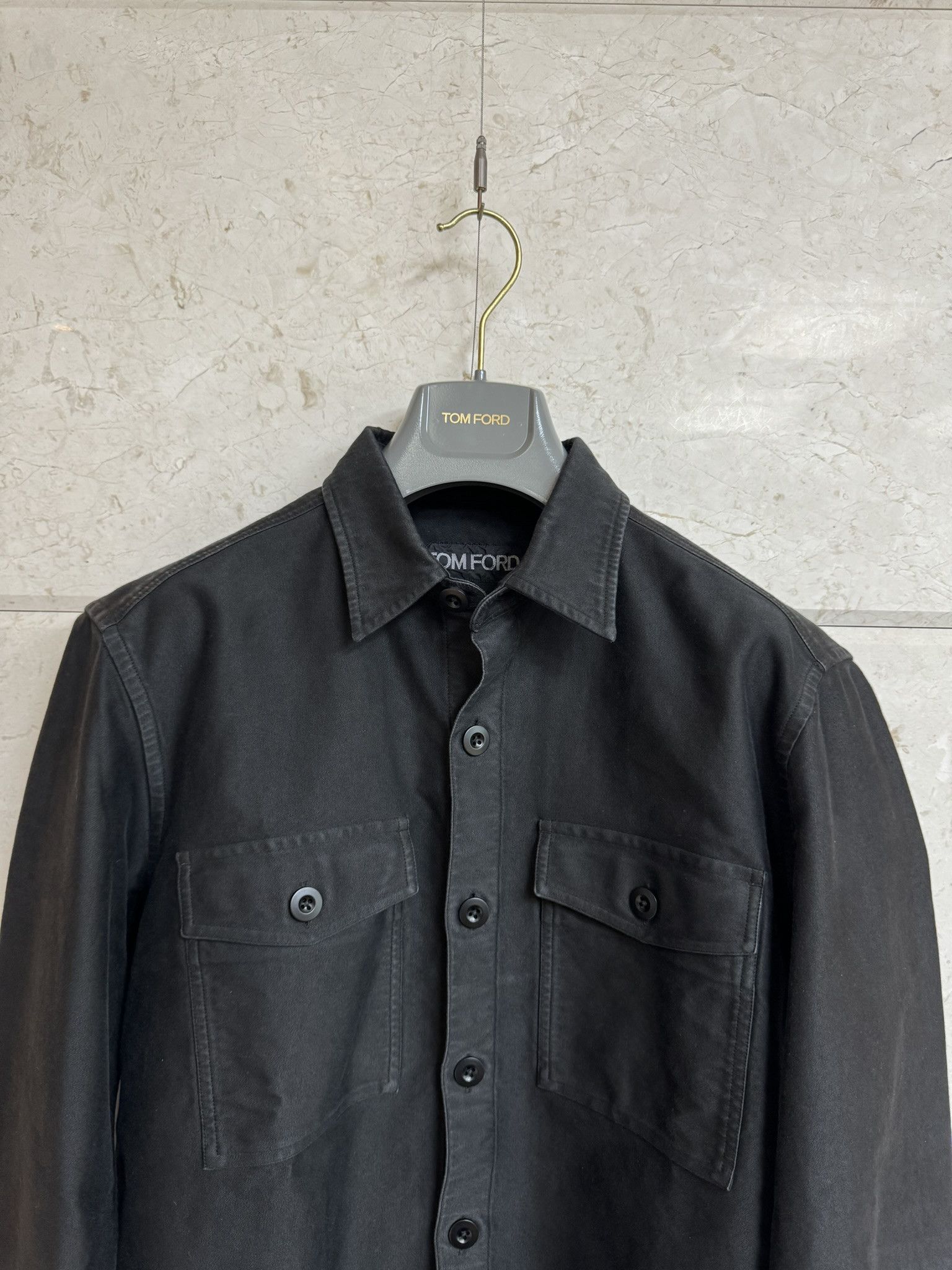 Tom Ford Tom Ford / Cotton Military Shirt Black / 2​ Size US M / EU 48-50 / 2 - 3 Thumbnail