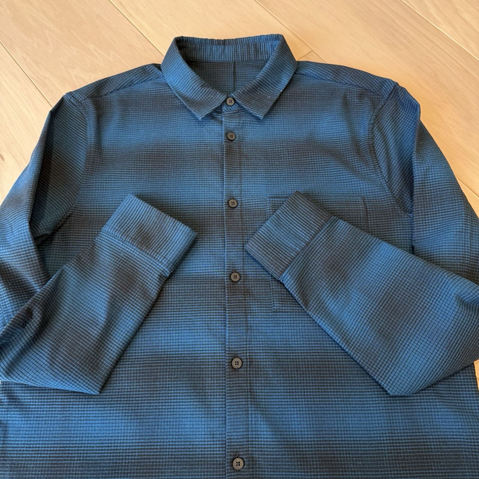 Lululemon Lululemon Mason Peak Flannel L Blue Black Casual Button Down Size US L / EU 52-54 / 3 - 4 Thumbnail