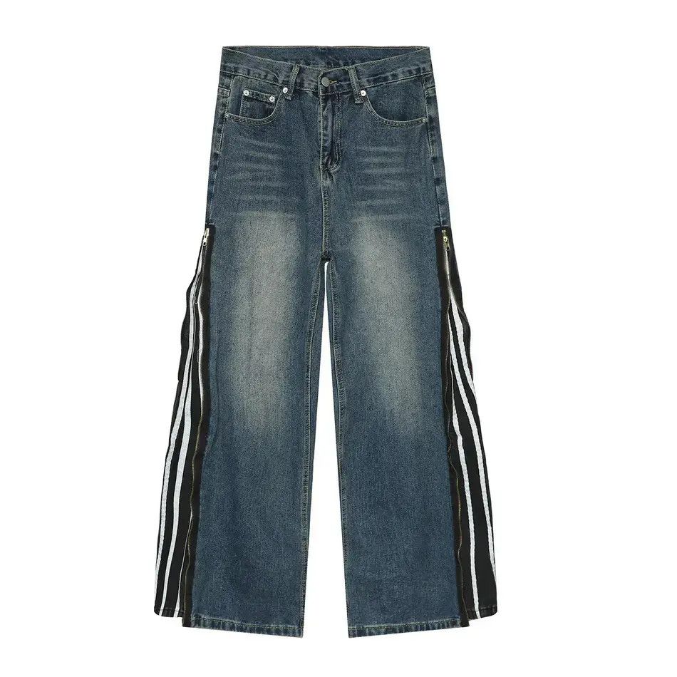 Japanese Brand Retro loose patchwork zipper jeans Size US 32 / EU 48 - 5 Thumbnail