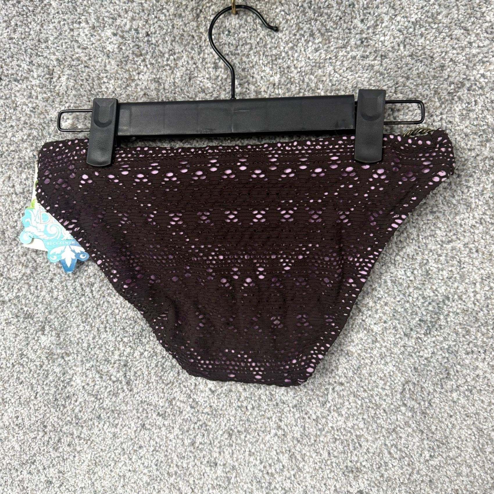 Vintage BECCA by Rebecca Virtue Bikini Bottom XS Brown Crochet O-Ring Swim Boho Chic Indie Sleaze Women Bottom Size 26" / US 2 / IT 38 - 6 Thumbnail