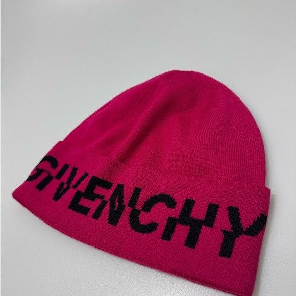 Givenchy Givenchy Logo Wool Beanie Hat Pink Black Size ONE SIZE - 4 Thumbnail