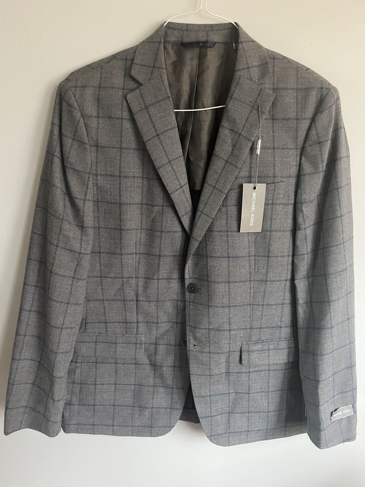 Michael Kors NWT Michael Kors grey-blue windowpane blazer Size 40R - 1 Thumbnail
