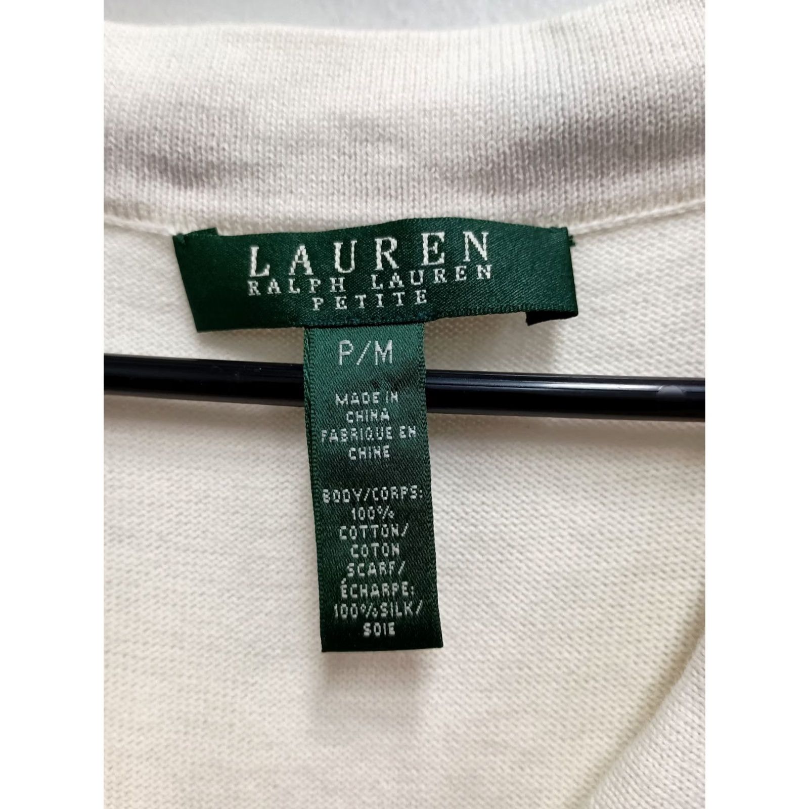 Ralph Lauren Lauren Ralph Lauren Womens Sweater Petite Cream Bow Tie Pullover Knit 100% Cotton Slim-Legend Old Money Preppy Casual Workwear Vintage - not Vintage Size M / US 6-8 / IT 42-44 - 5 Thumbnail