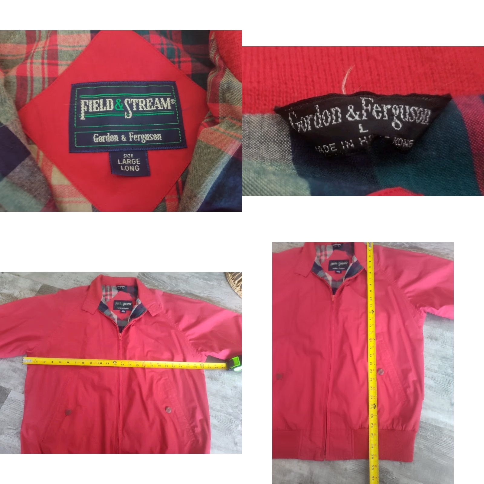 Vintage VINTAGE Field & Stream Gordon & Ferguson Jacket Mens Large Long Red Flannel Lined Zip Collar Windbreaker Casual Travel Size US L / EU 52-54 / 3 - 8 Thumbnail