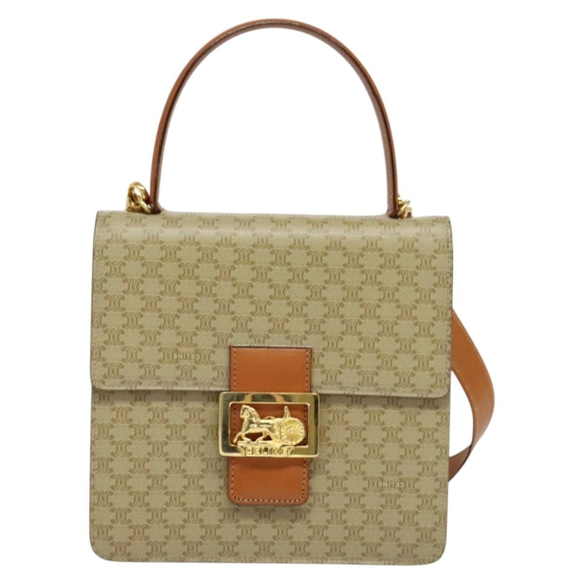 Celine CELINE Macadam Canvas Hand Bag Pvc Beige Gold Size ONE SIZE - 2 Thumbnail