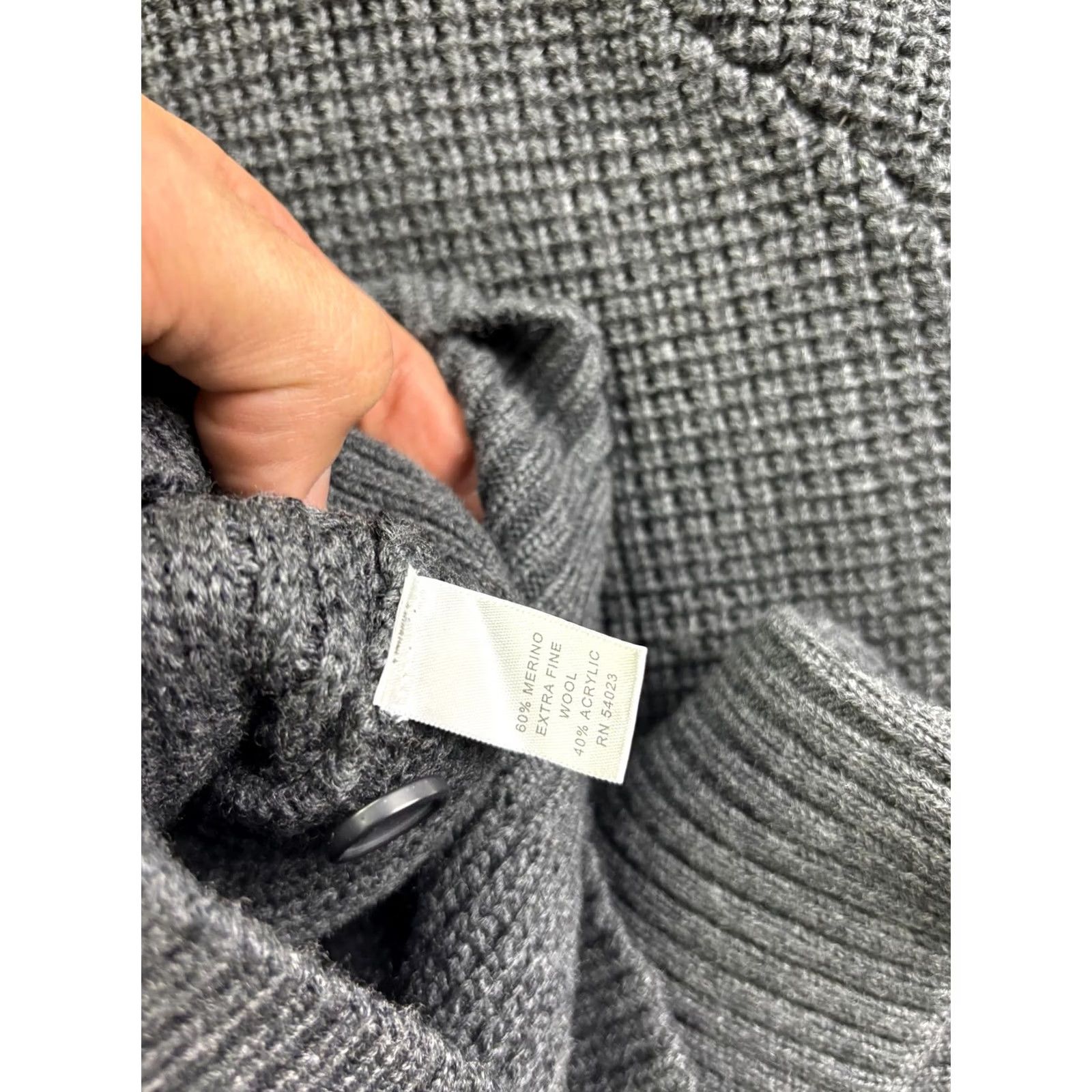 Banana Republic Banana Republic Sweater Mens L Gray Merino Wool Mock Neck Pullover Button Knit Thermal Size US L / EU 52-54 / 3 - 6 Thumbnail