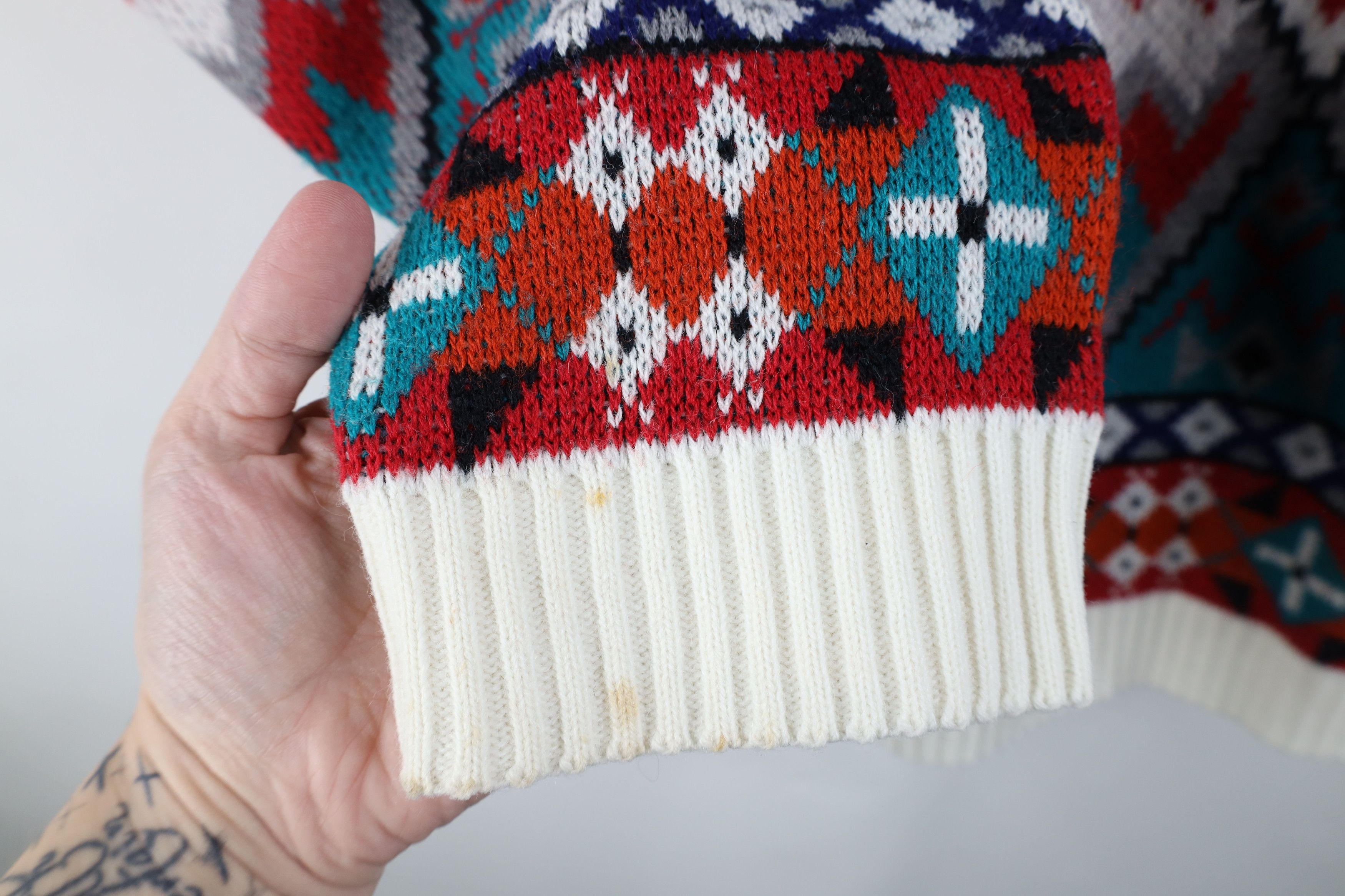Vintage Vintage 90s Streetwear Fair Isle Knit Mock Neck Sweater USA Size L / US 10 / IT 46 - 7 Thumbnail